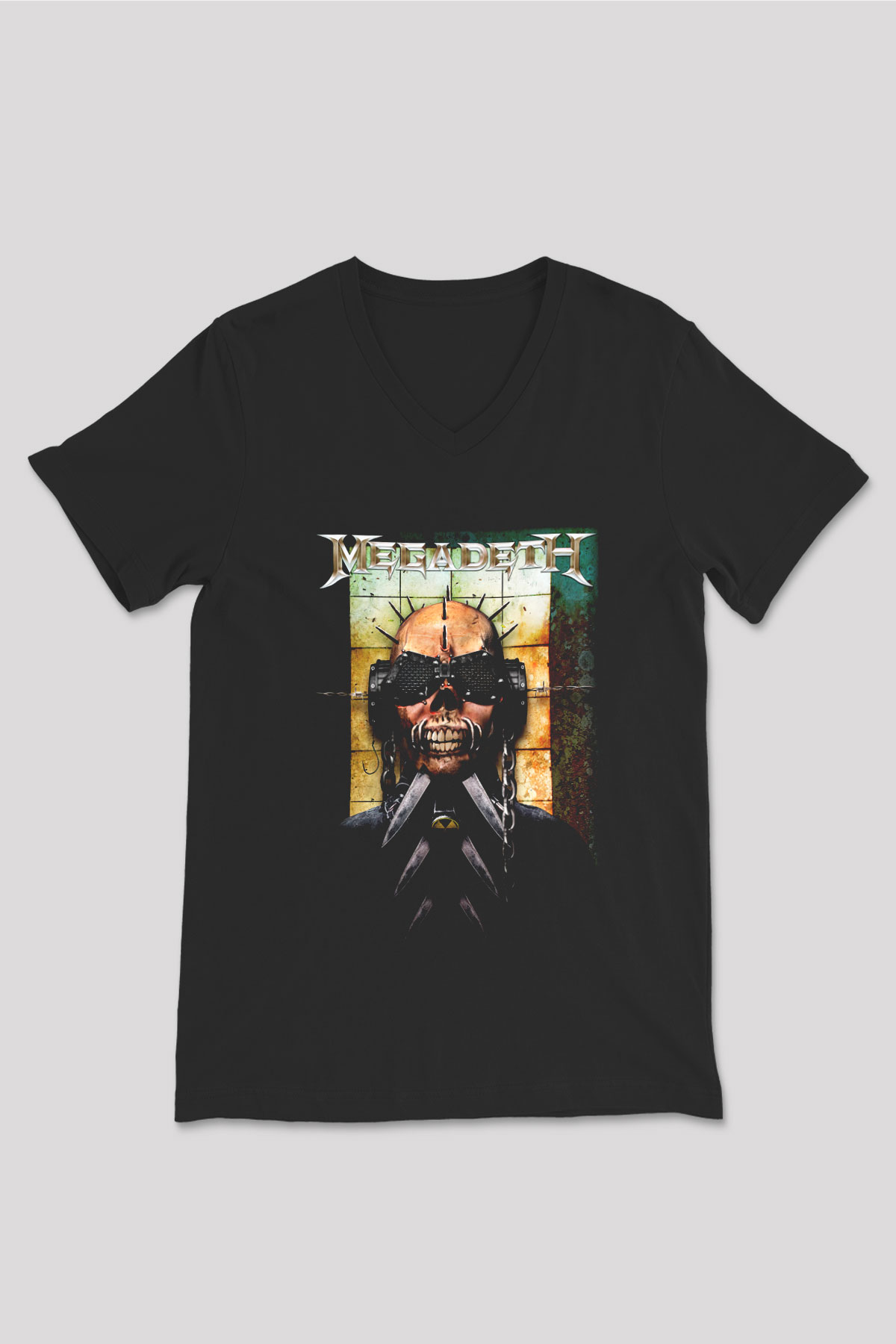 Megadeth Siyah Unisex V Yaka Tişört T-Shirt