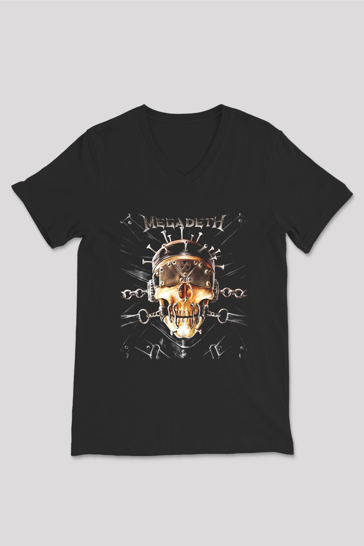 Megadeth Siyah Unisex V Yaka Tişört T-Shirt