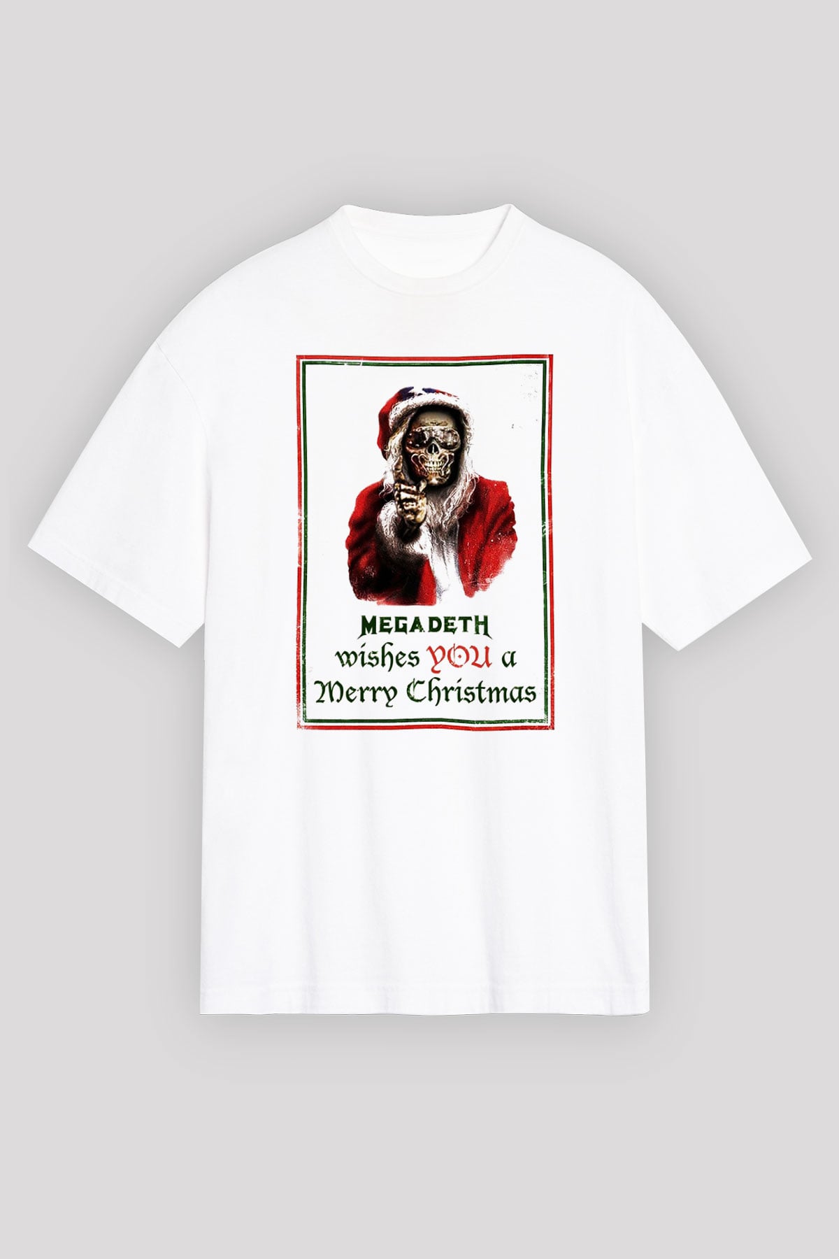 Megadeth Wishes You A Merry Christmas Beyaz Unisex Oversize Tişört T-Shirt