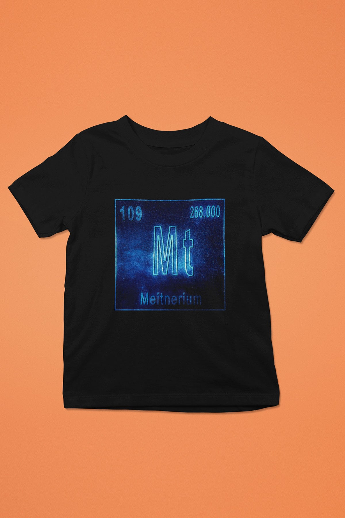 Meitneriyum Elementi Atom Numarası Baskılı Unisex Siyah Çocuk Tişört