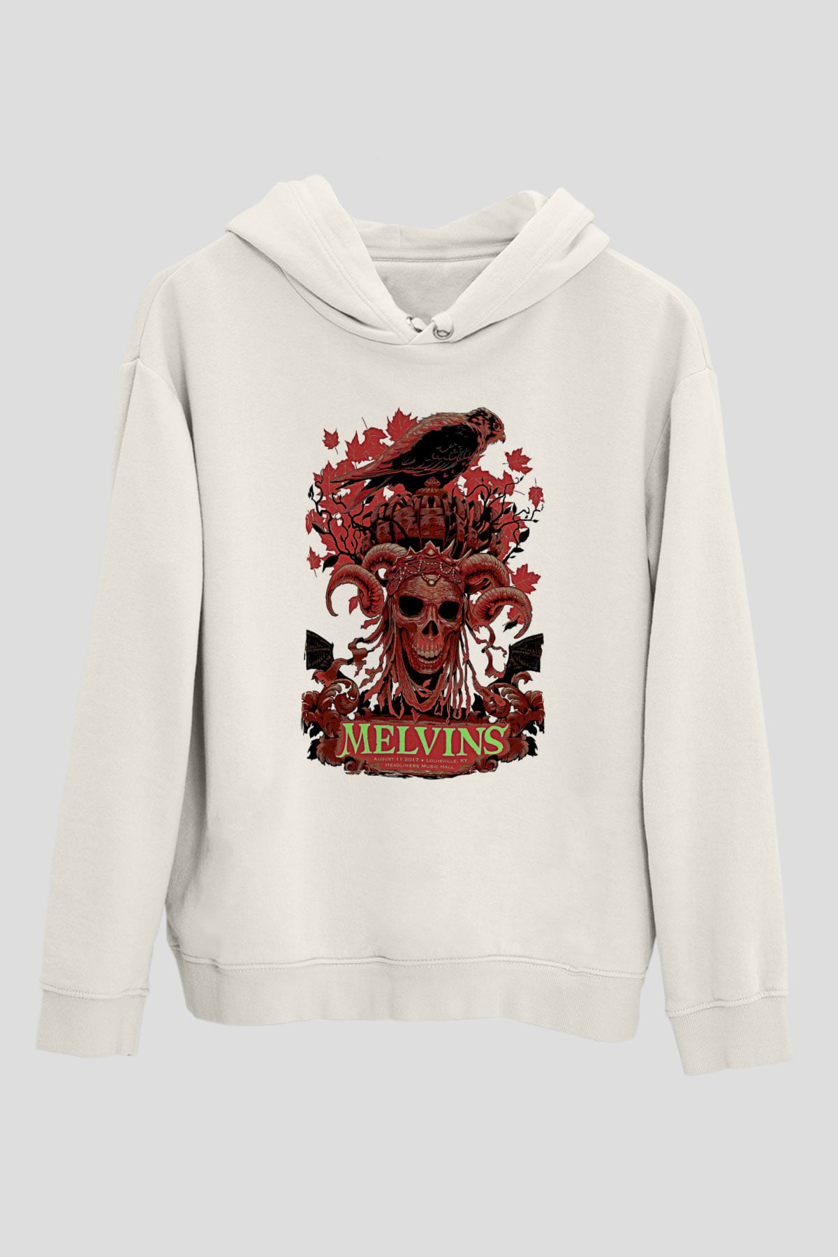 Melvins Baskılı Beyaz Unisex Kapüşonlu Sweatshirt