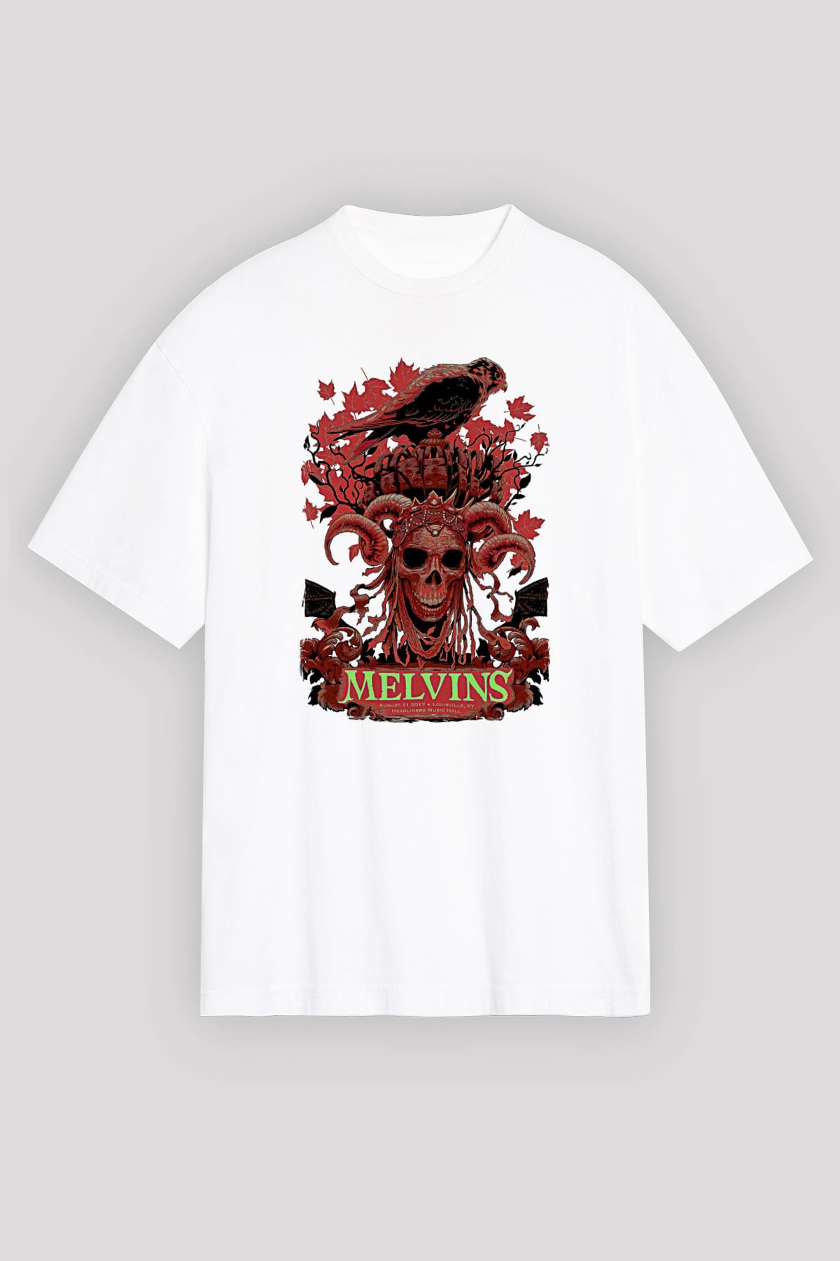Melvins Baskılı Beyaz Unisex Oversize Tişört - Tshirt