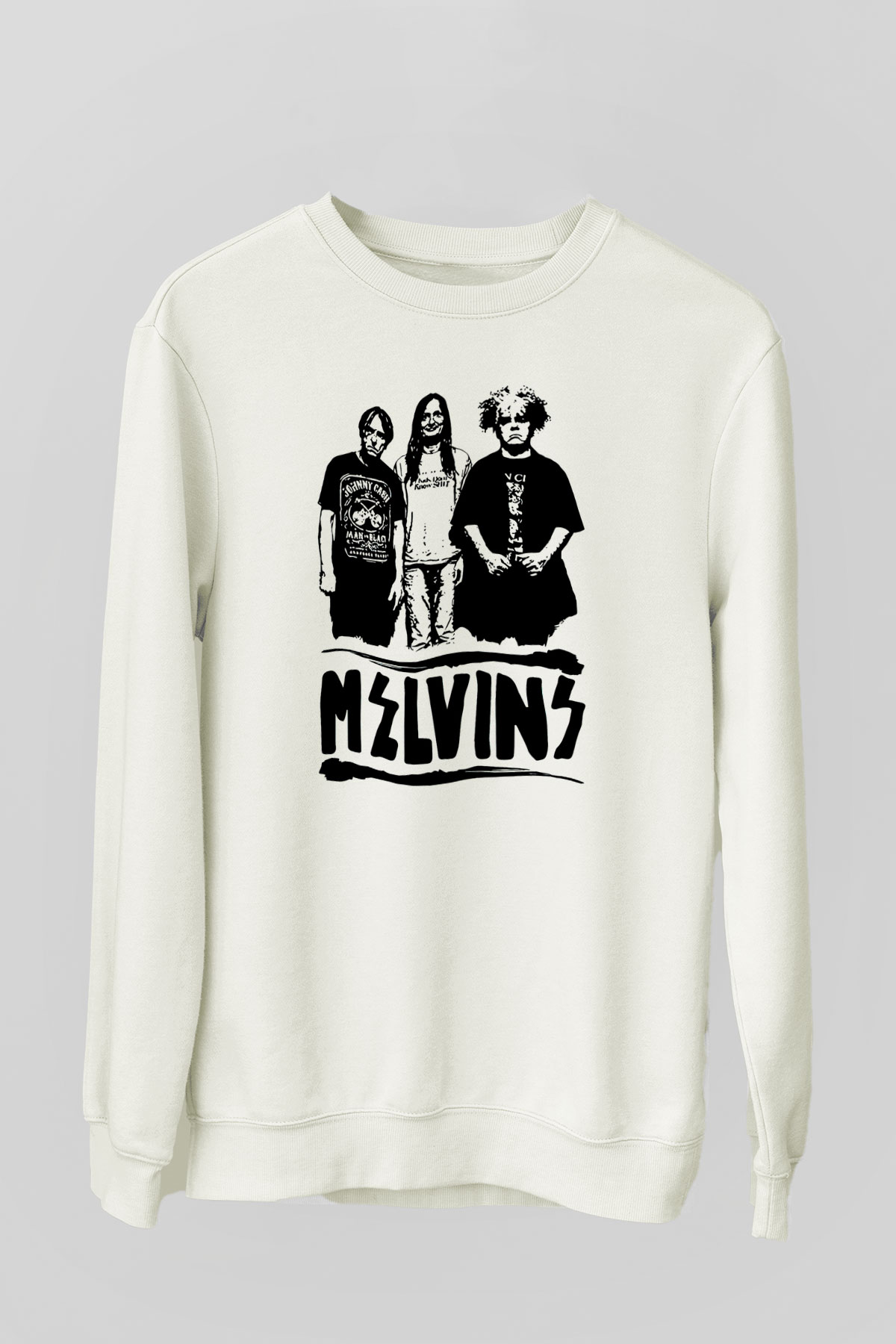 Melvins Baskılı Beyaz Unisex Sweatshirt