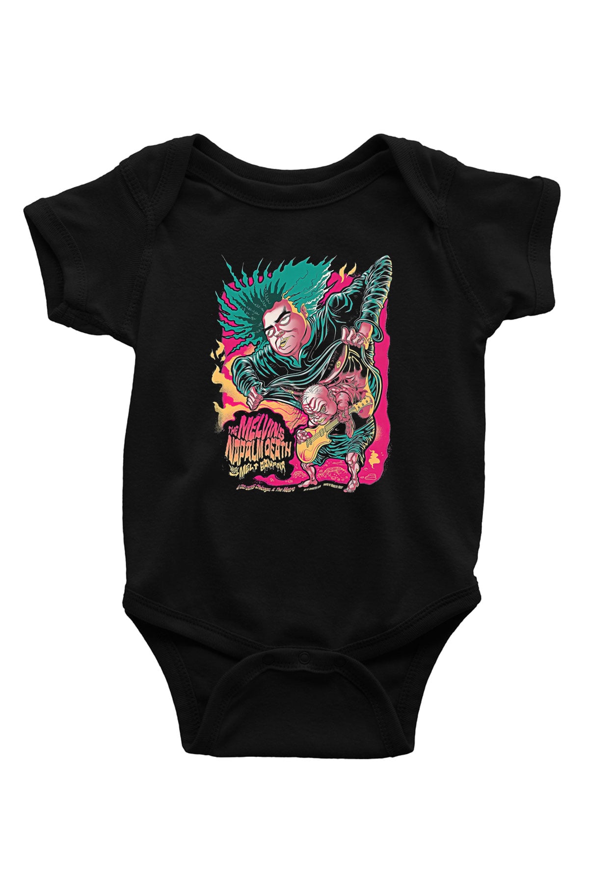 Melvins Baskılı Unisex Siyah Bebek Body - Zıbın