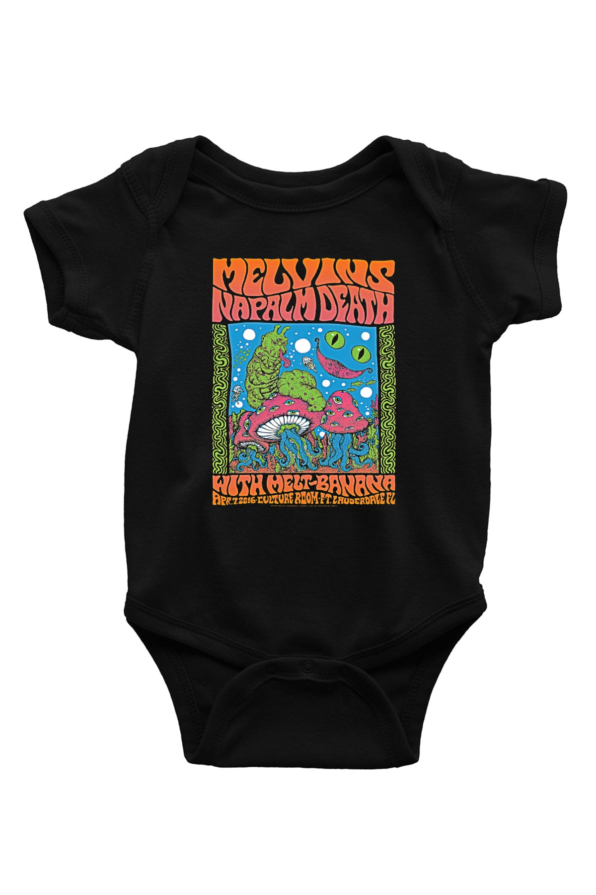 Melvins Baskılı Unisex Siyah Bebek Body - Zıbın