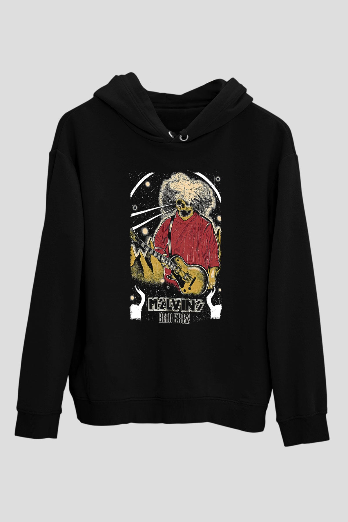 Melvins Baskılı Unisex Siyah Kapüşonlu Sweatshirt