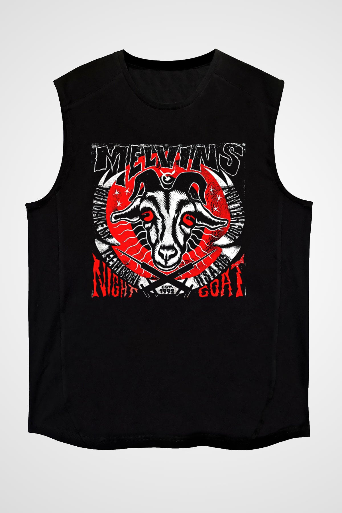 Melvins Baskılı Unisex Siyah Kolsuz Tişört - Tshirt