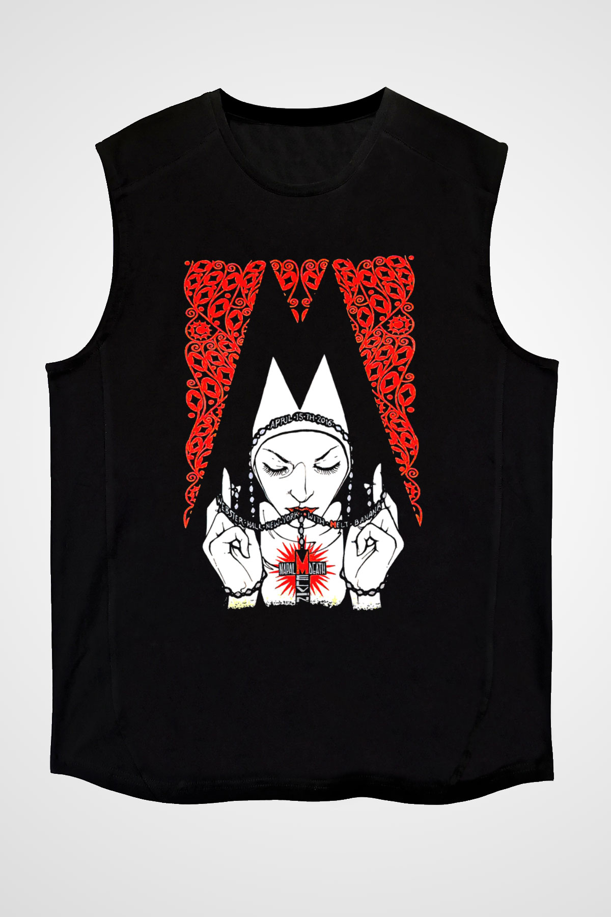 Melvins Baskılı Unisex Siyah Kolsuz Tişört - Tshirt