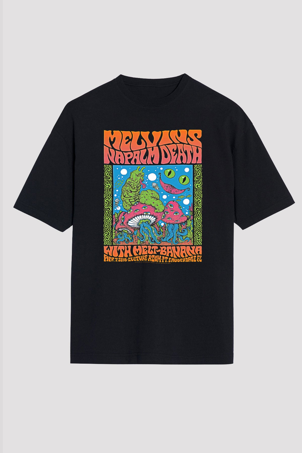 Melvins Baskılı Unisex Siyah Oversize Tişört - Tshirt