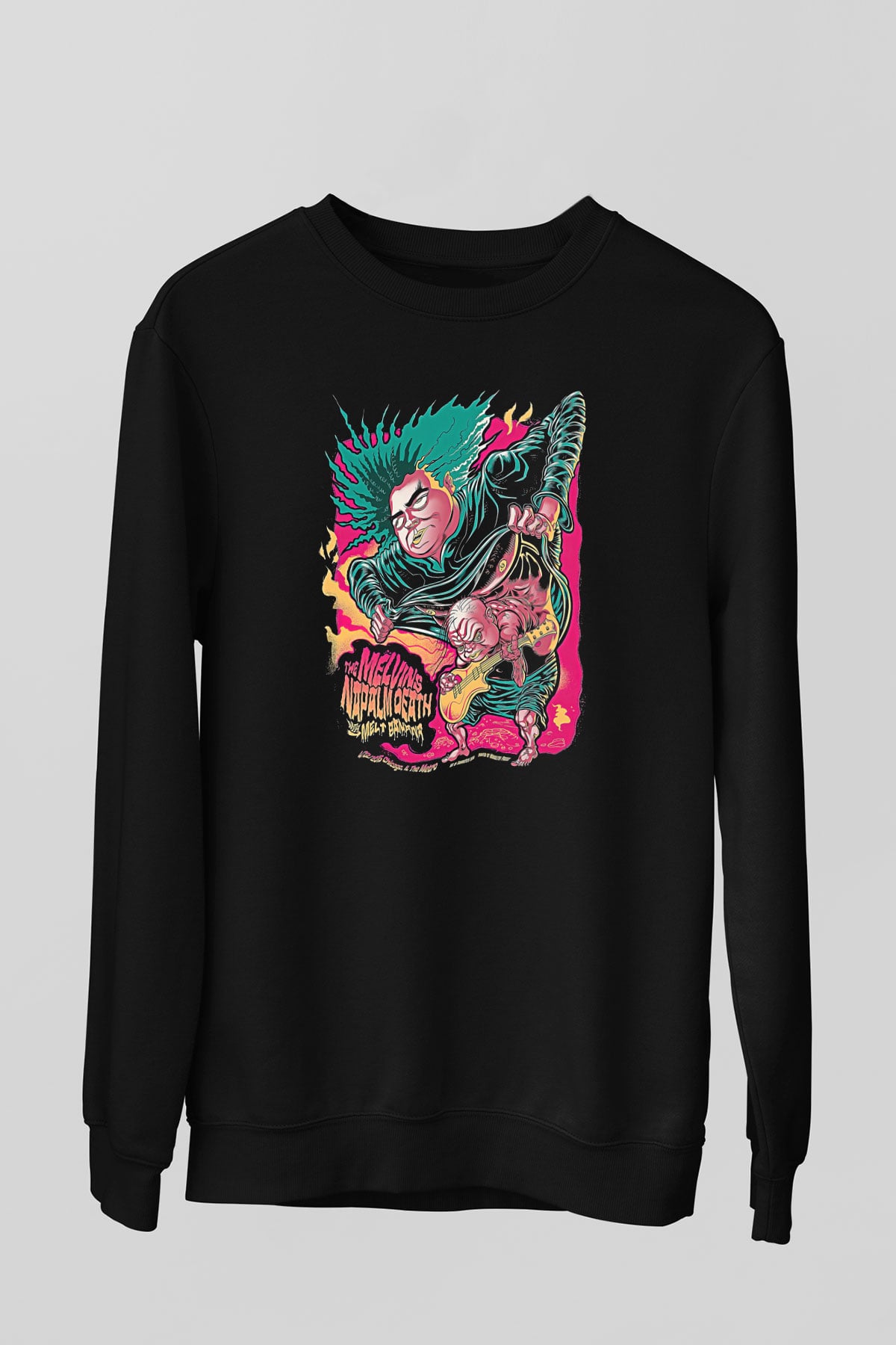Melvins Baskılı Unisex Siyah Sweatshirt