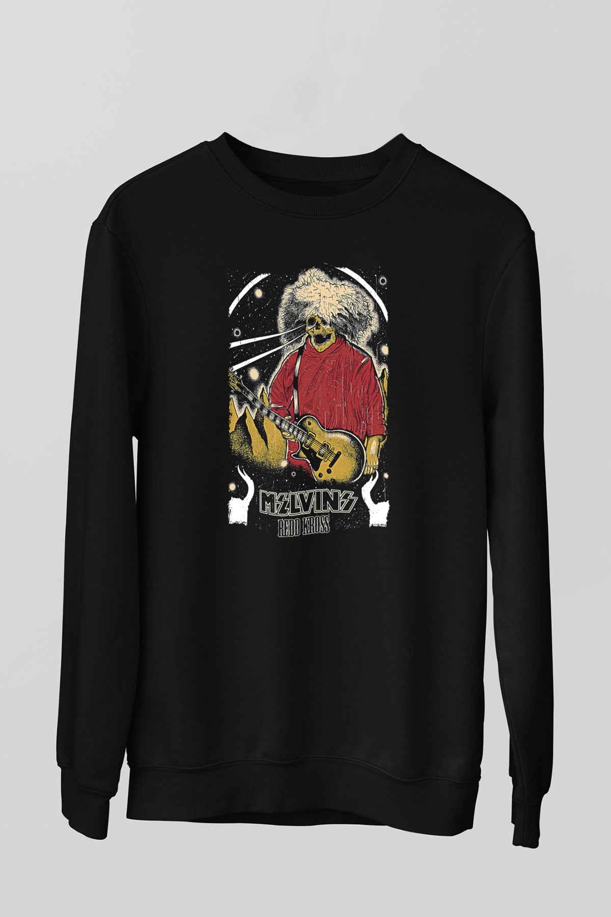 Melvins Baskılı Unisex Siyah Sweatshirt