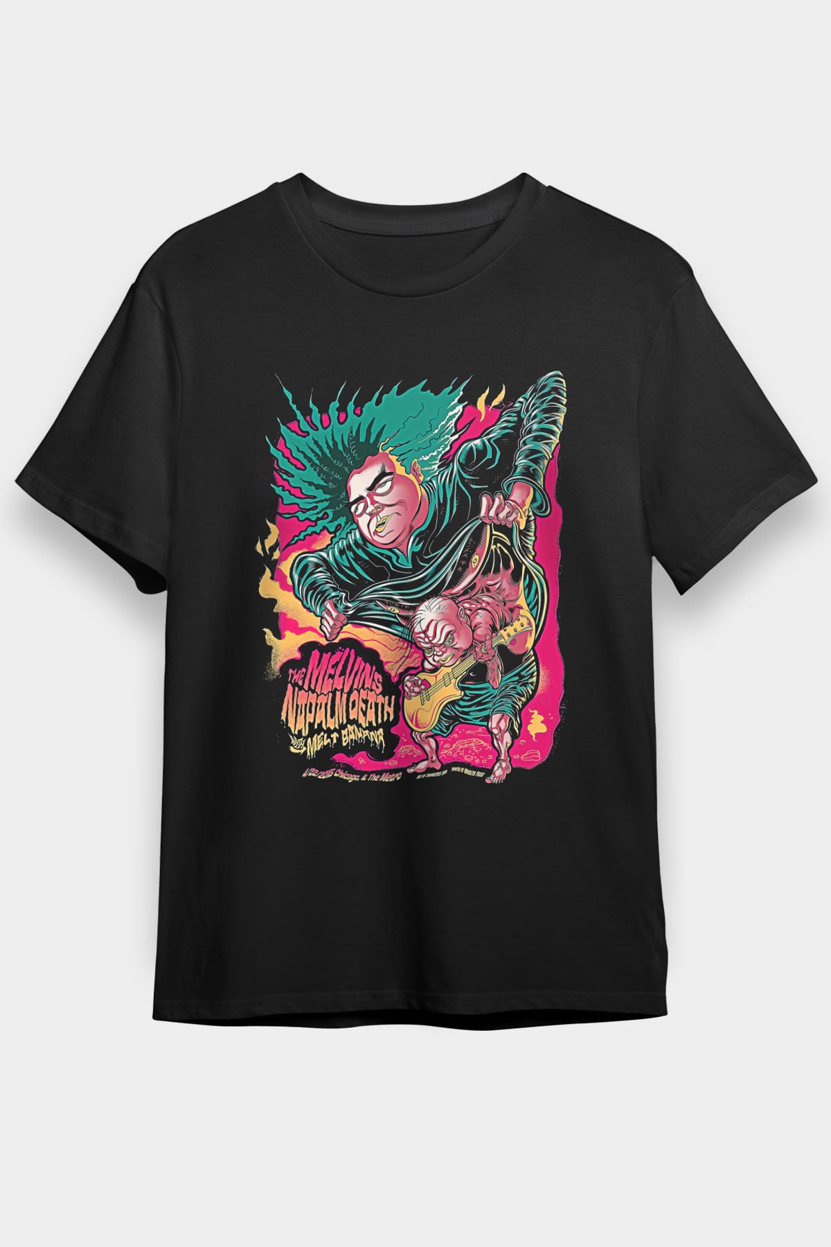 Melvins Baskılı Unisex Siyah Tişört - Tshirt
