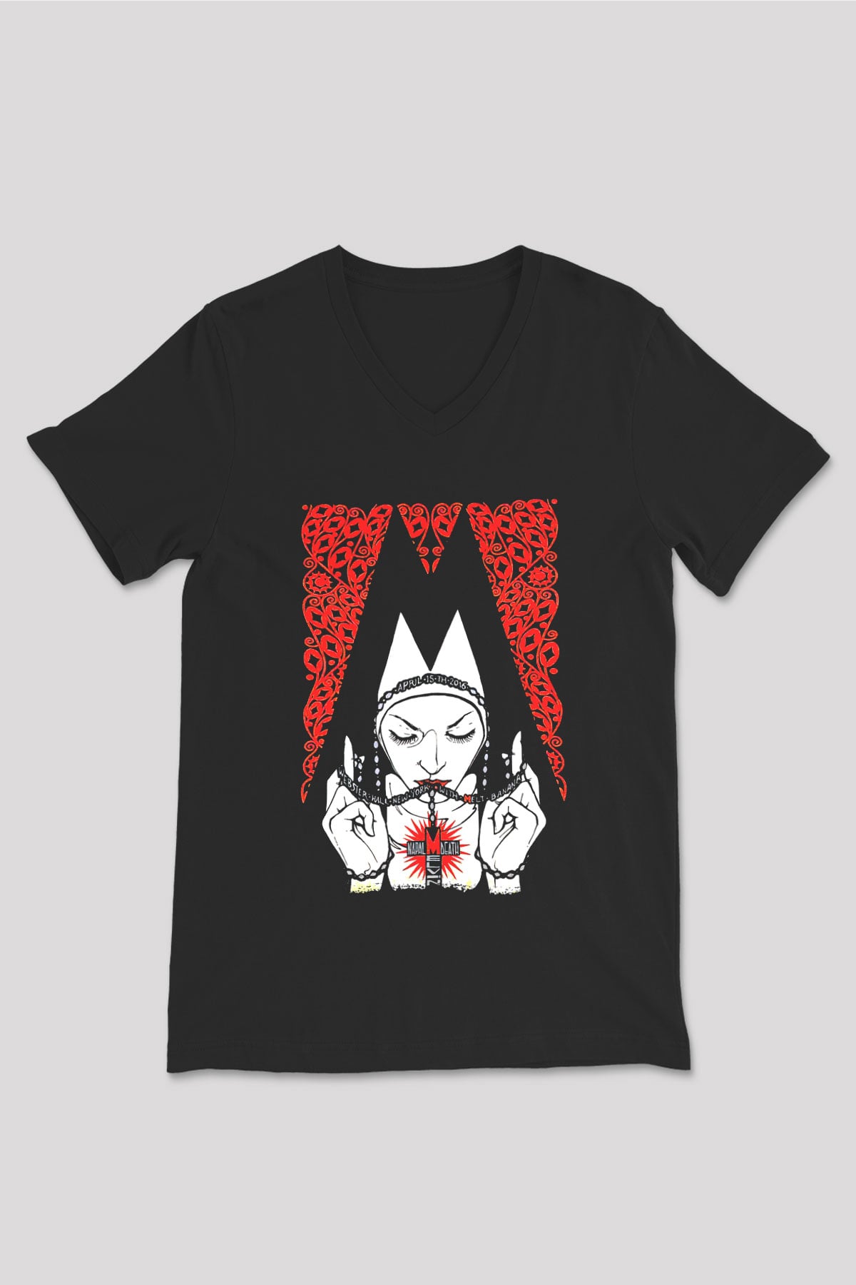 Melvins Baskılı Unisex Siyah V Yaka Tişört - Tshirt
