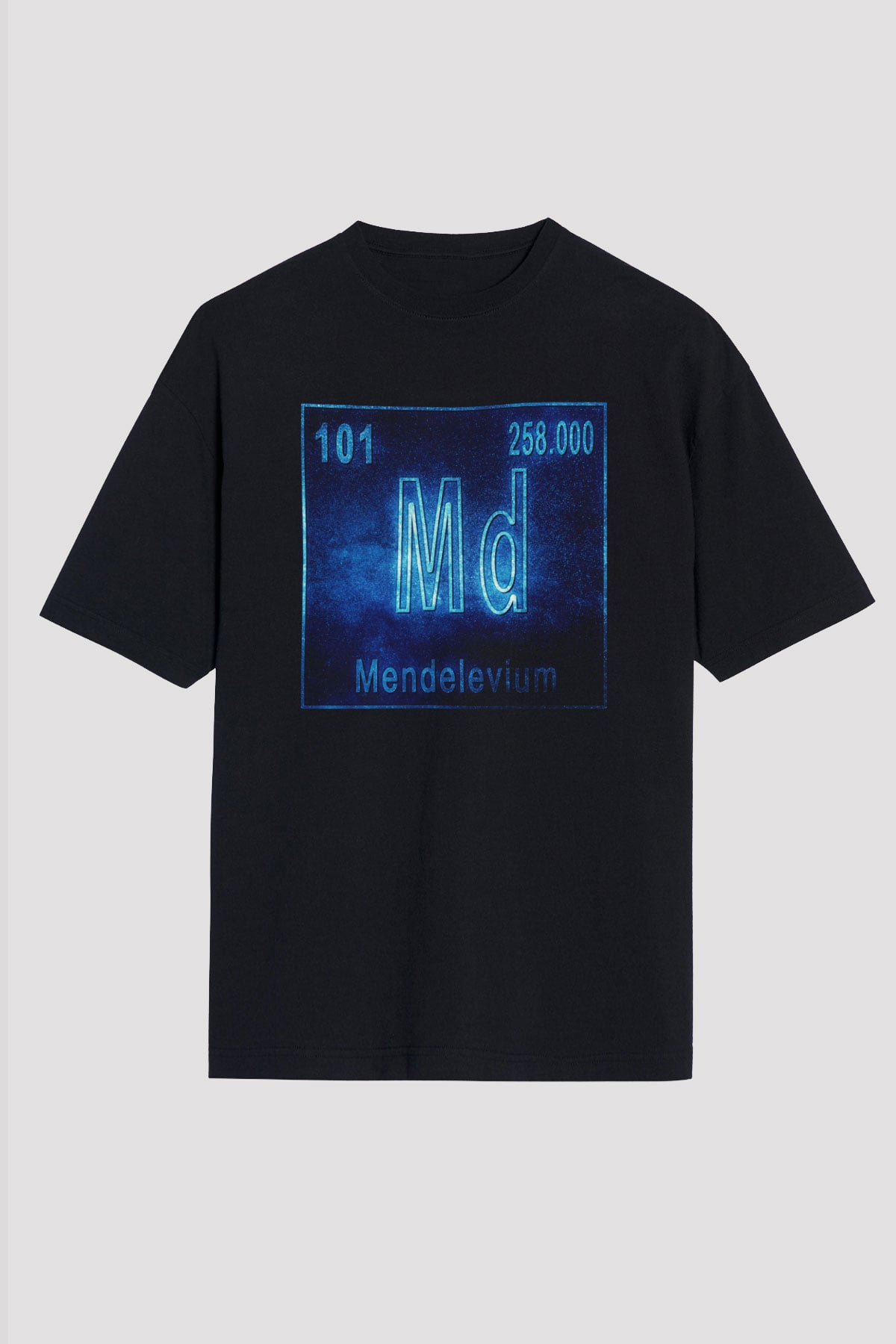 Mendelevyum Atom Numarası Baskılı Unisex Siyah Oversize Tişört