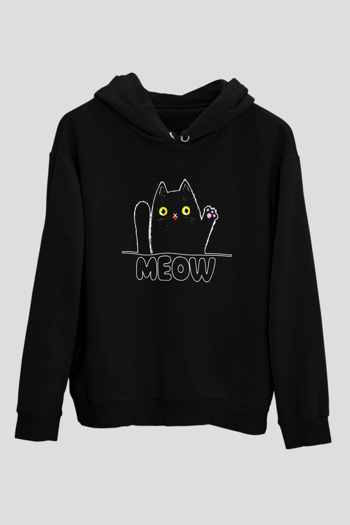 Meow KediSiyah  Unisex Hoodie