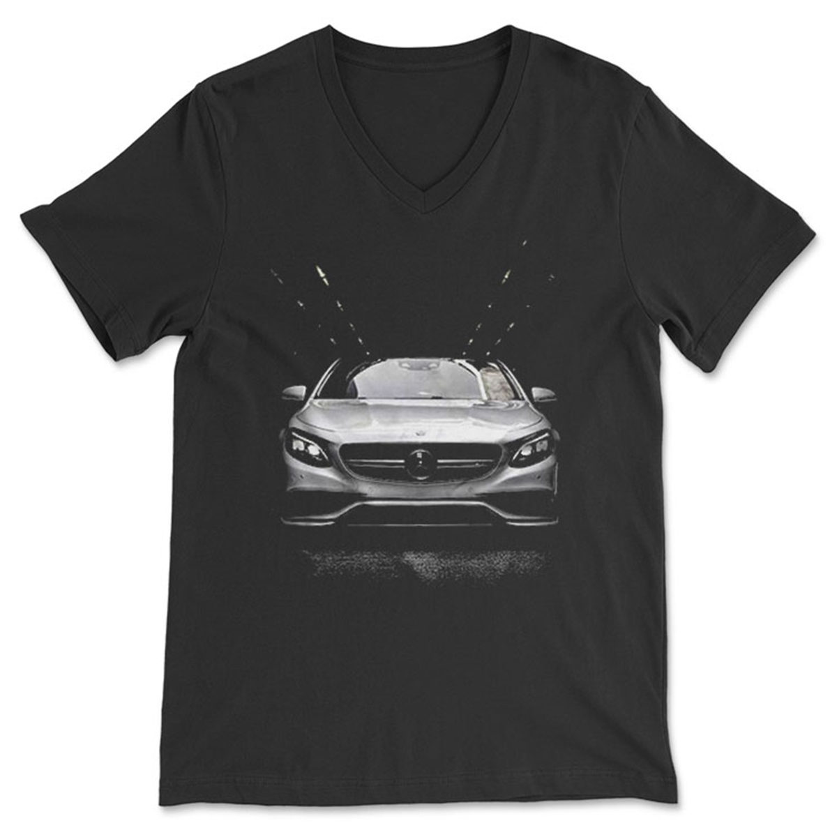 Mercedes-Benz Siyah V Yaka Tişört Unisex T-Shirt