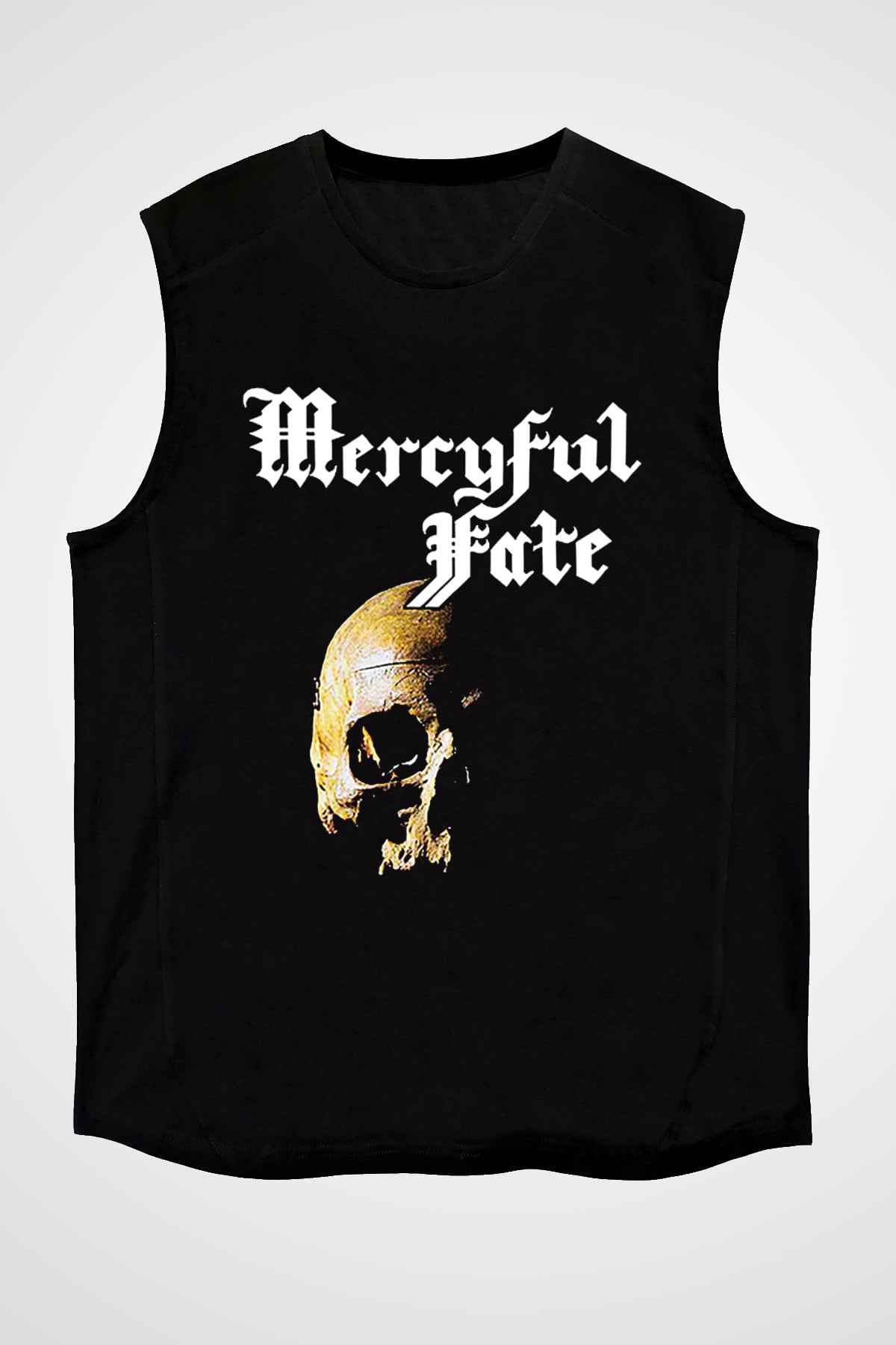Mercyful Fate Baskılı Unisex Siyah Kolsuz Tişört - Tshirt