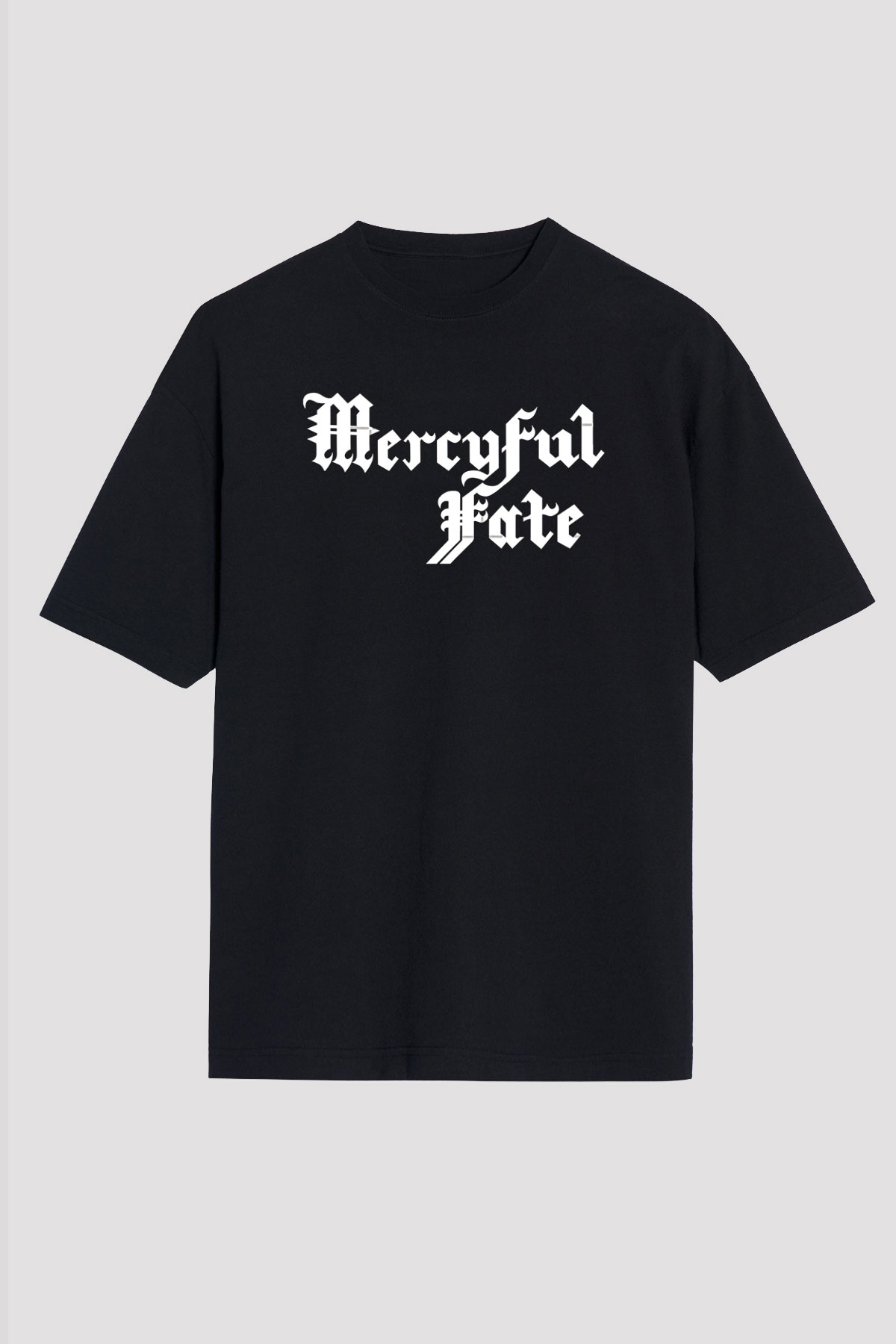 Mercyful Fate Baskılı Unisex Siyah Oversize Tişört - Tshirt