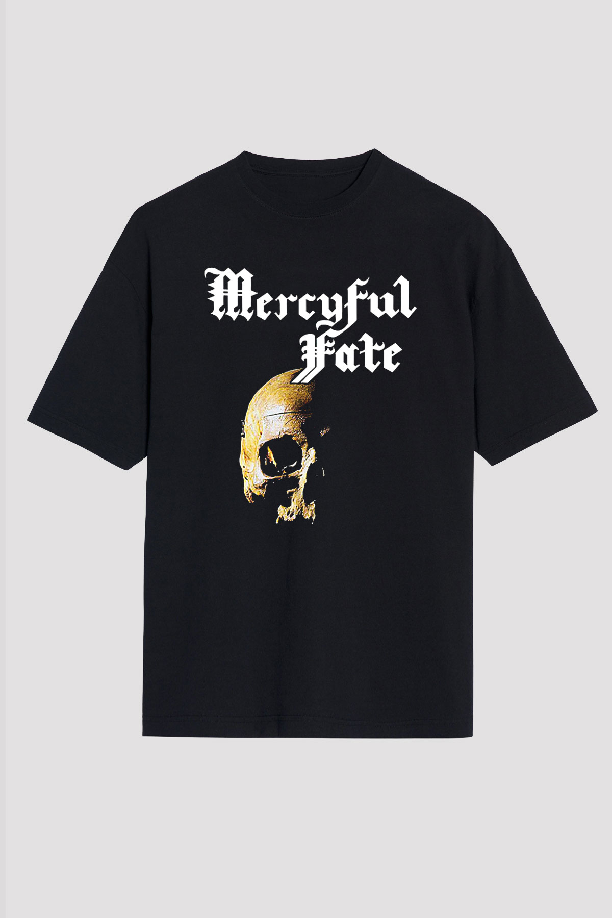 Mercyful Fate Baskılı Unisex Siyah Oversize Tişört - Tshirt
