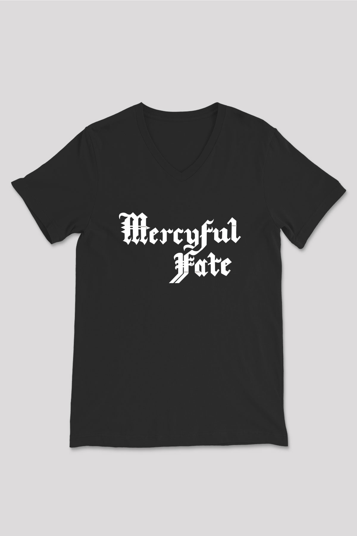 Mercyful Fate Baskılı Unisex Siyah V Yaka Tişört - Tshirt