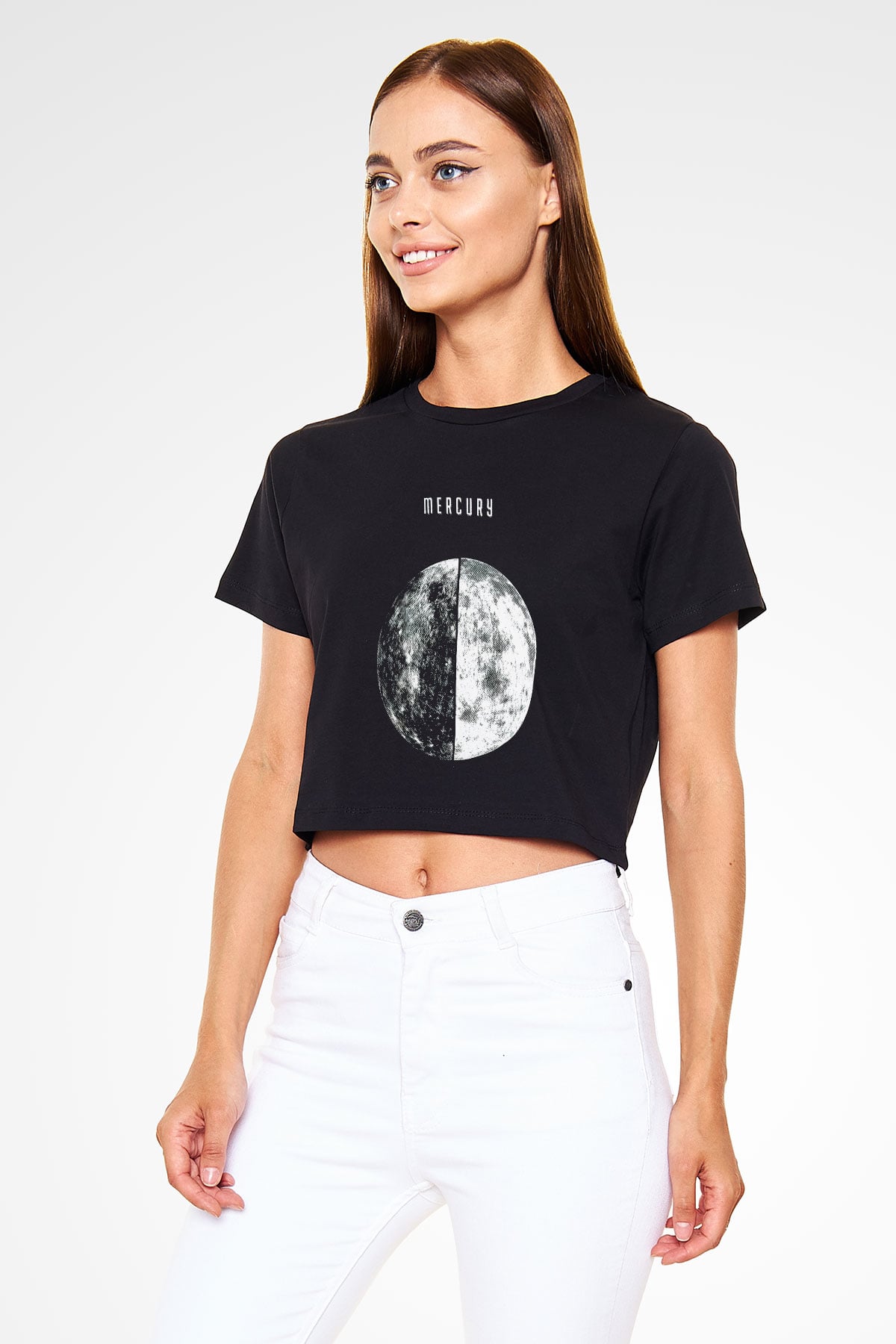 Merkür Siyah Crop Top Tişört