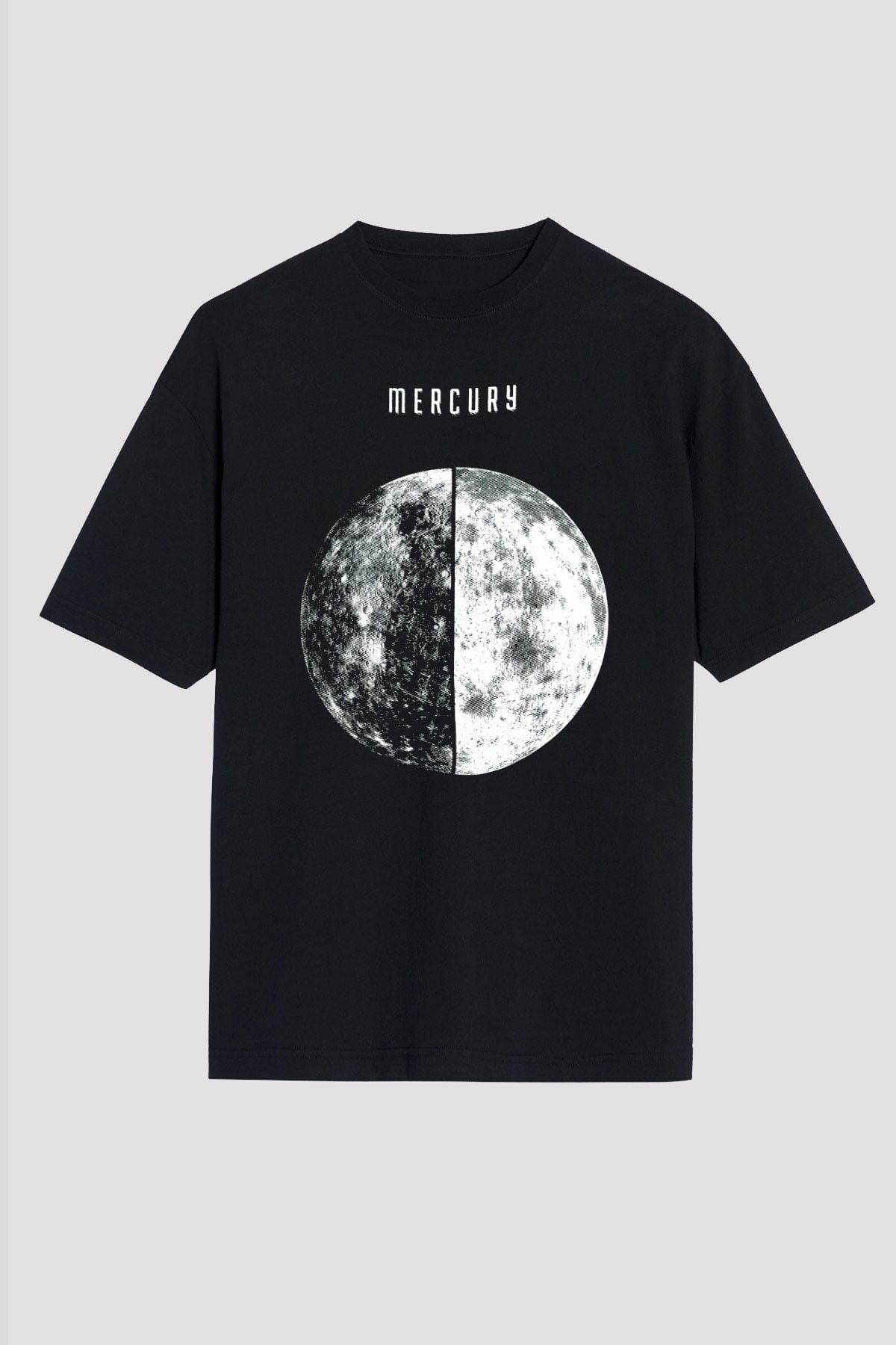 Merkür Siyah Unisex Oversize Tişört T-Shirt