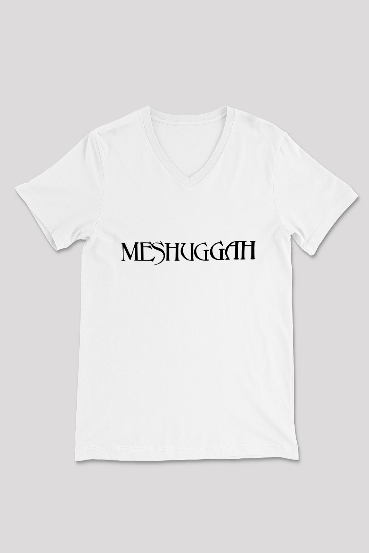 Meshuggah Beyaz Unisex V Yaka Tişört T-Shirt