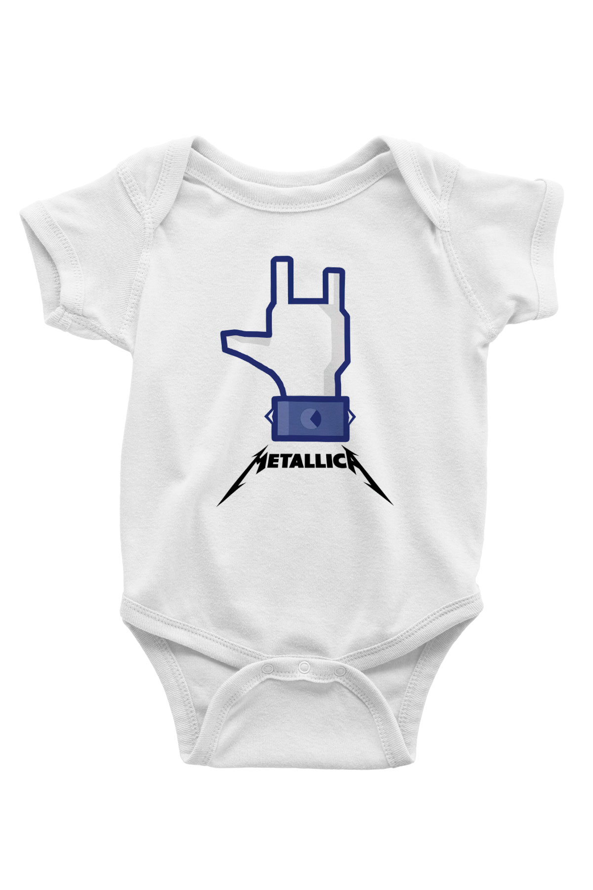 Metallica Baskılı Beyaz Unisex Bebek Body - Zıbın