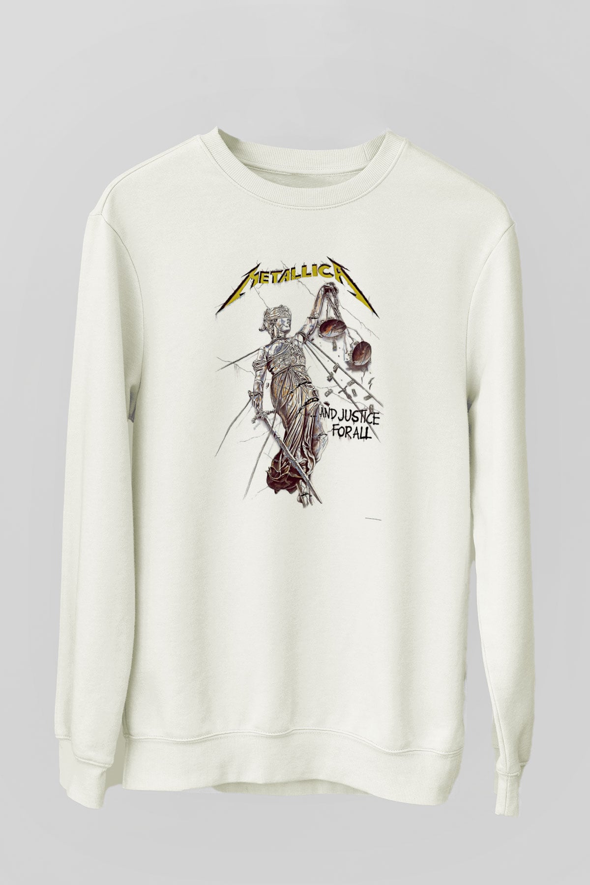 Metallica Baskılı Beyaz Unisex Sweatshirt