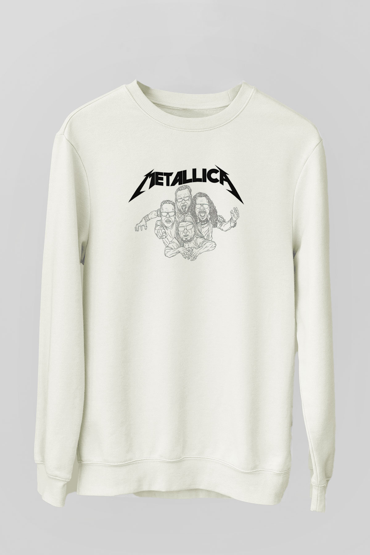 Metallica Baskılı Beyaz Unisex Sweatshirt