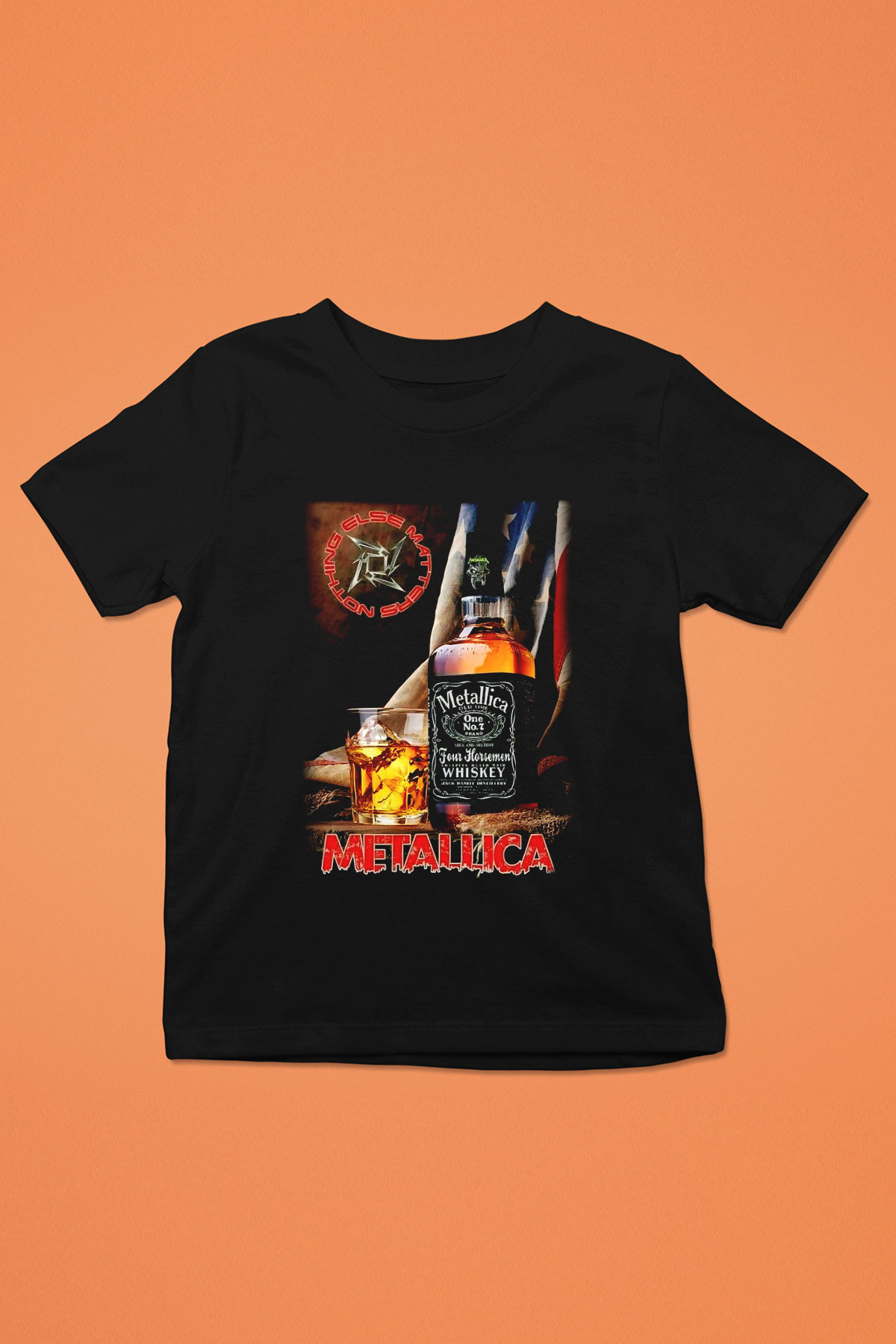 Metallica Baskılı Siyah Unisex Çocuk Tişört