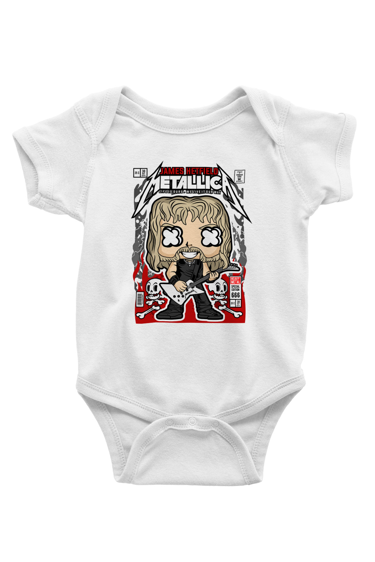Metallica  Baskılı Unisex Beyaz Bebek Body - Zıbın
