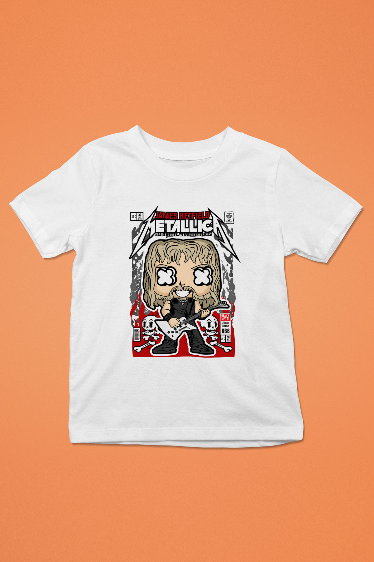Metallica  Baskılı Unisex Beyaz Çocuk Tişört