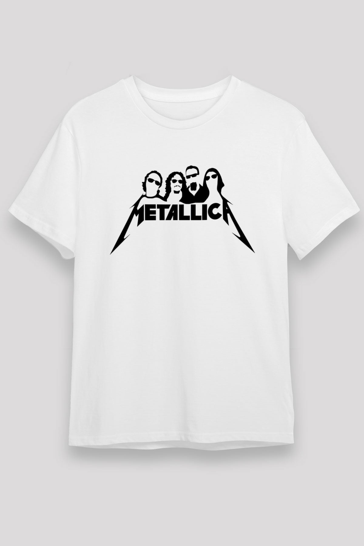 Metallica Baskılı Unisex Beyaz Tişört - Tshirt