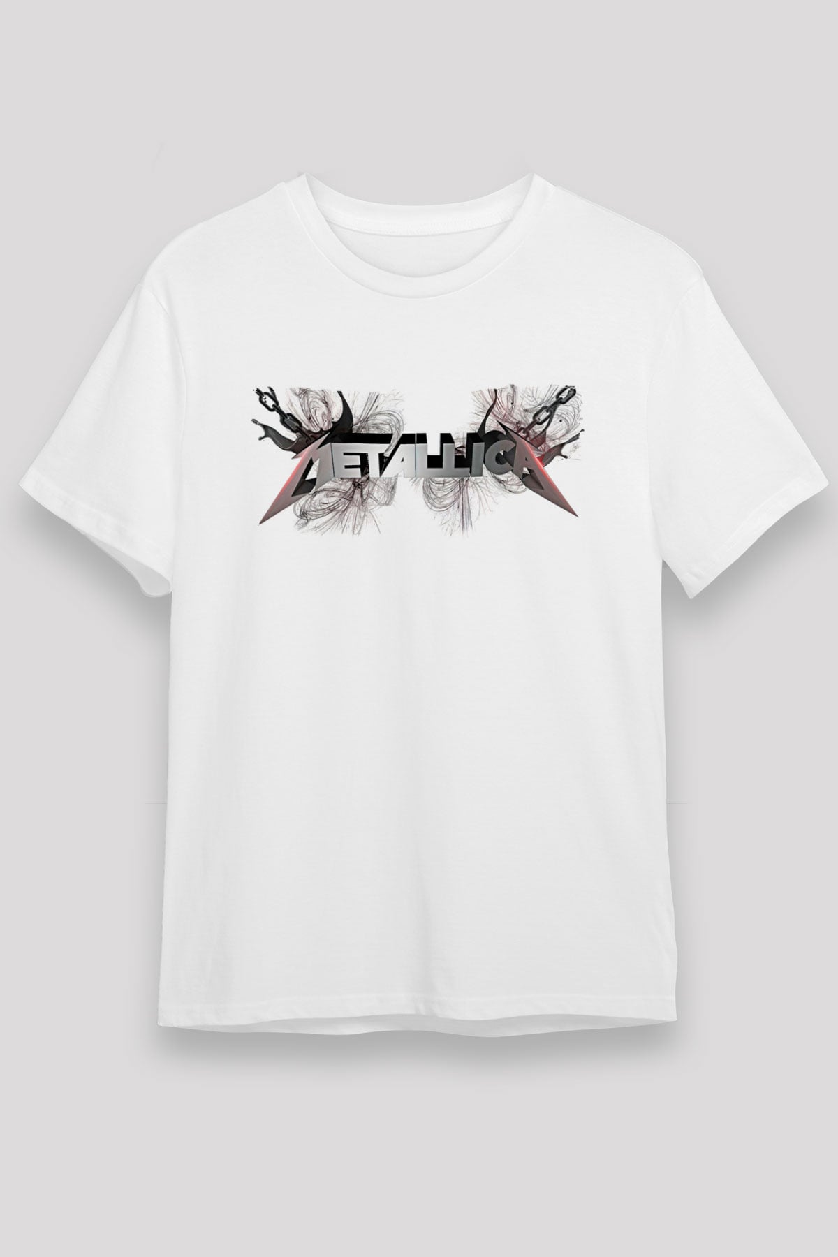 Metallica Baskılı Unisex Beyaz Tişört - Tshirt