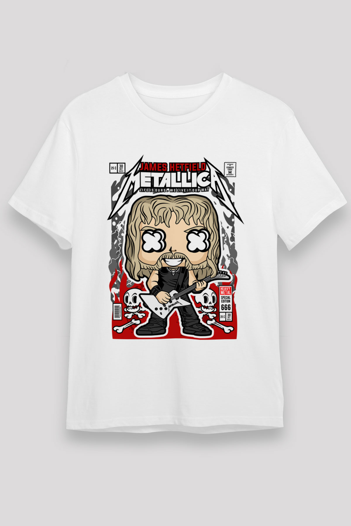 Metallica  Baskılı Unisex Beyaz Tişört