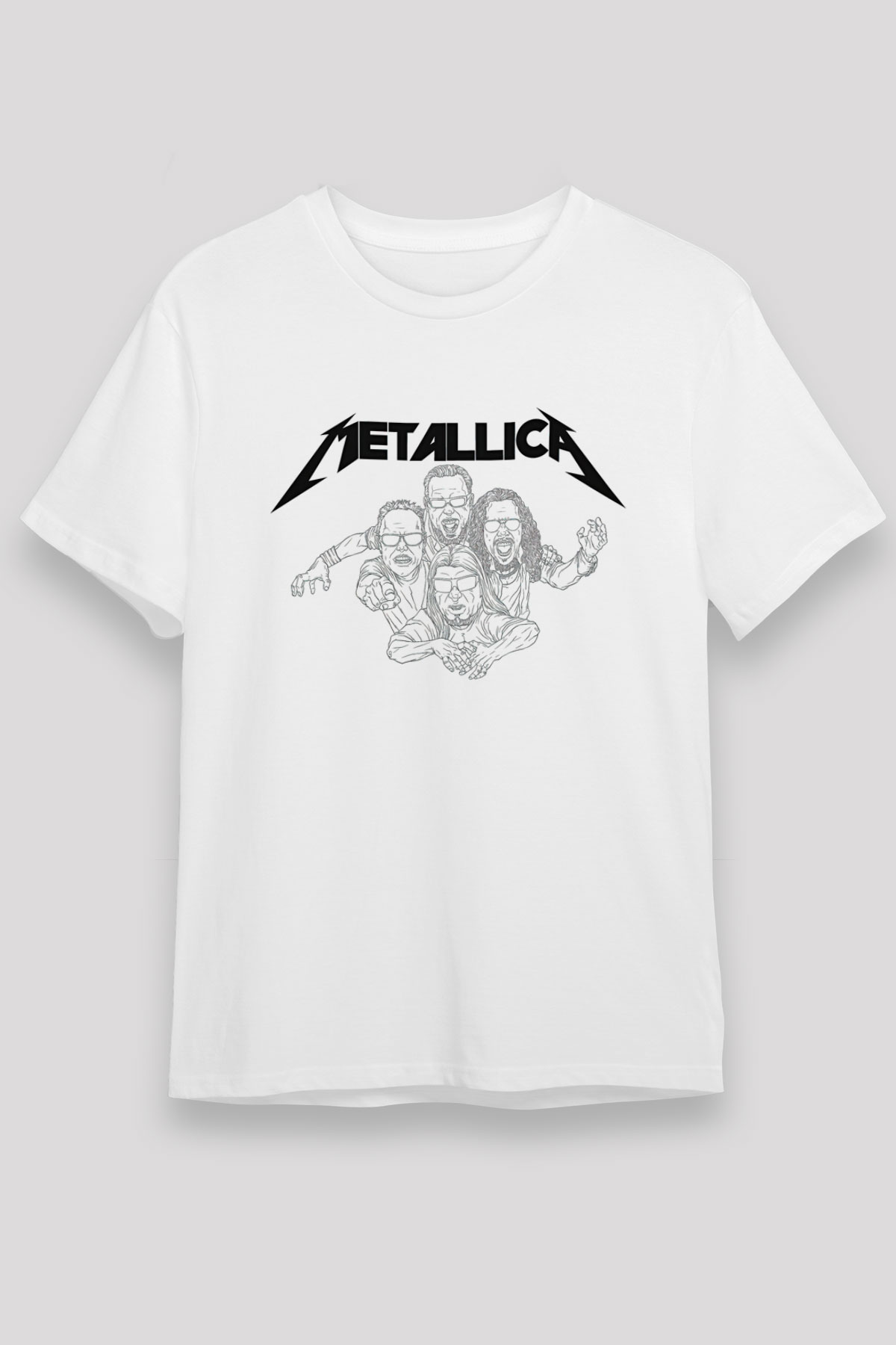 Metallica Baskılı Unisex Beyaz Tişört - Tshirt