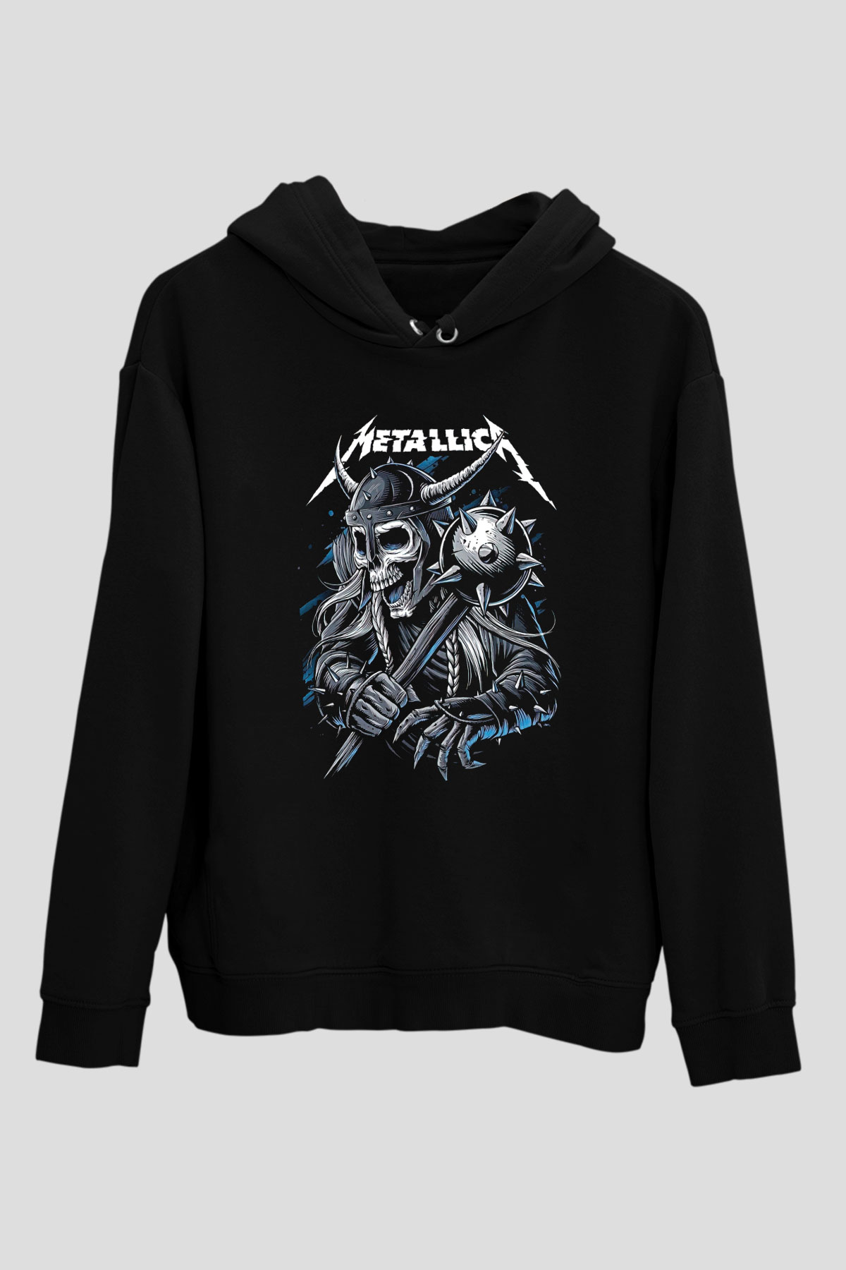 Metallica Baskılı Unisex Siyah Kapüşonlu Sweatshirt