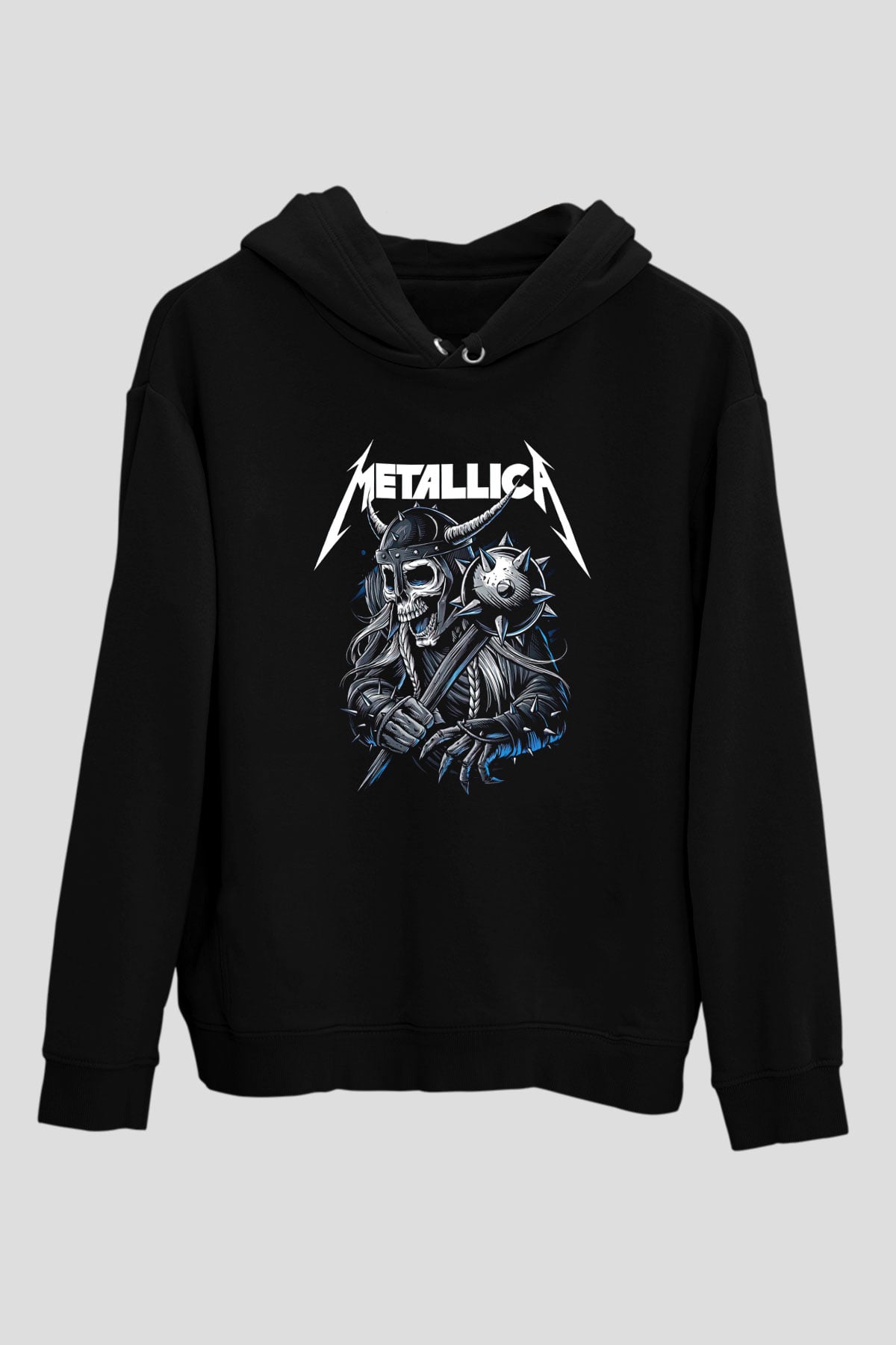 Metallica Baskılı Unisex Siyah Kapüşonlu Sweatshirt
