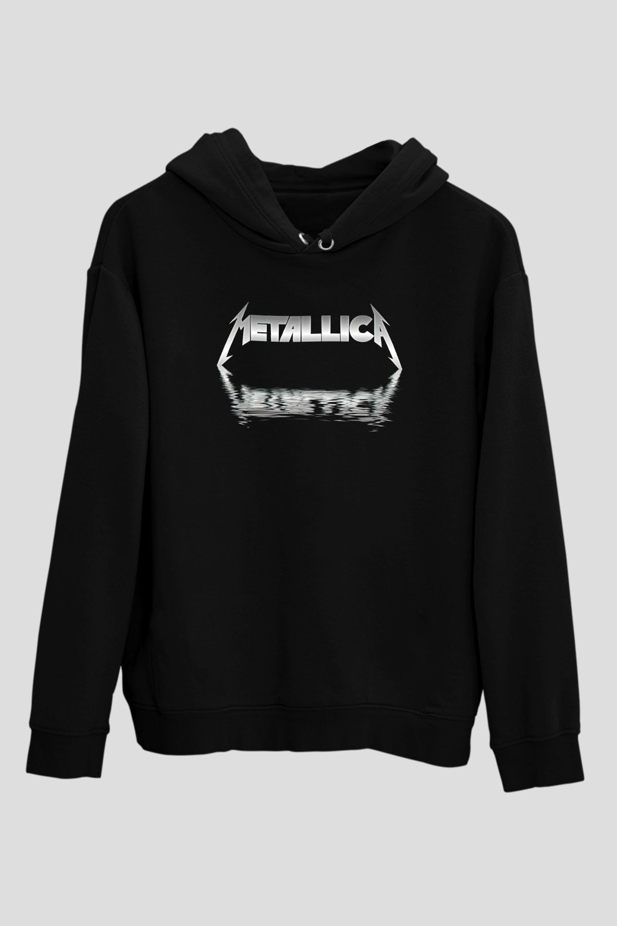 Metallica Baskılı Unisex Siyah Kapüşonlu Sweatshirt