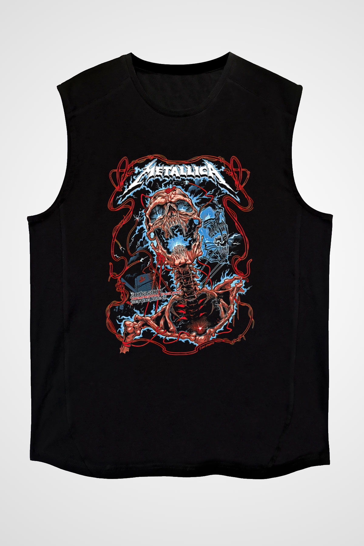 Metallica Baskılı Unisex Siyah Kolsuz Tişört - Tshirt