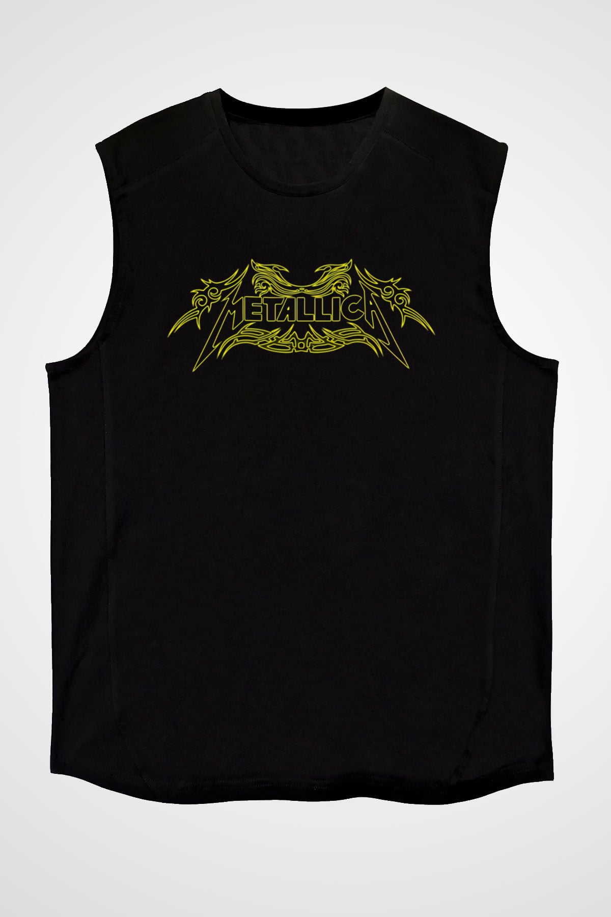 Metallica Baskılı Unisex Siyah Kolsuz Tişört - Tshirt