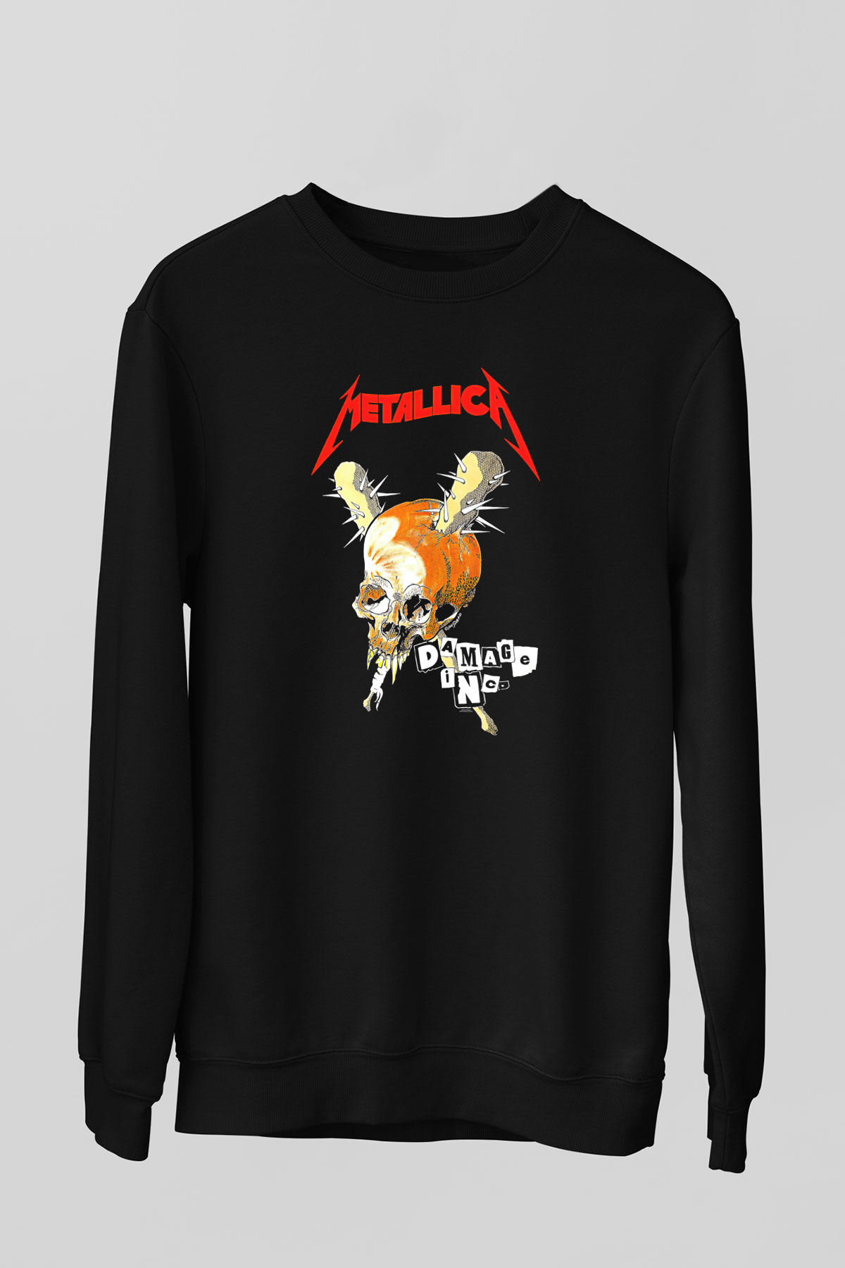 Metallica Baskılı Unisex Siyah Sweatshirt