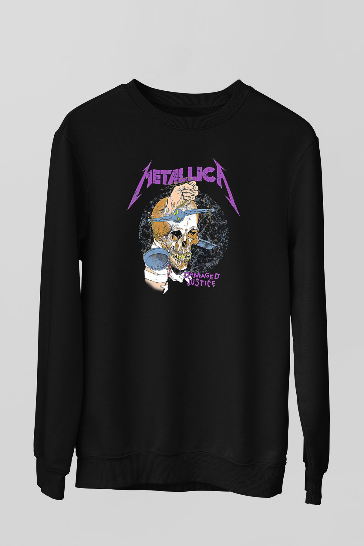 Metallica Baskılı Unisex Siyah Sweatshirt