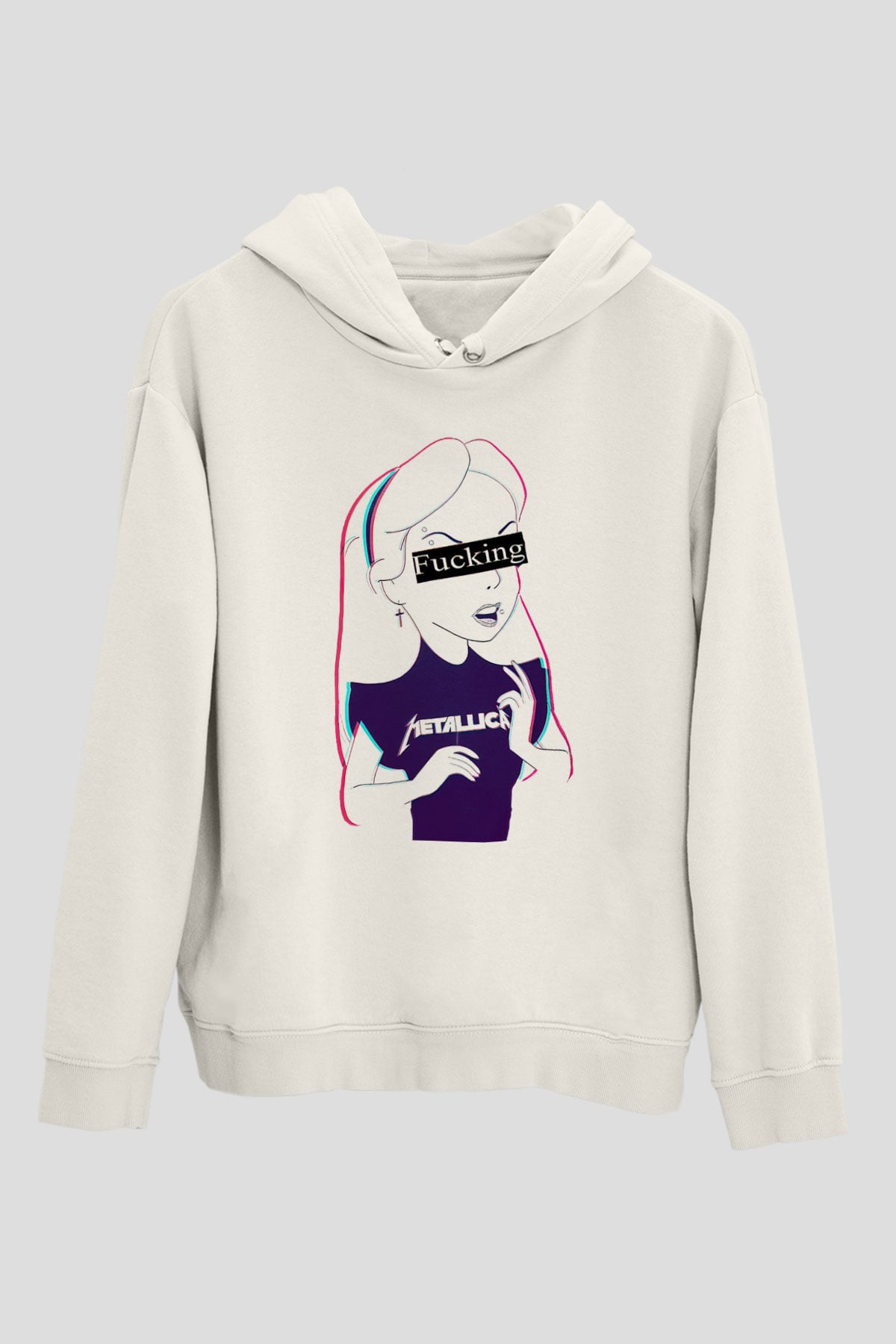 Metallica Beyaz Unisex Kapşonlu Sweatshirt