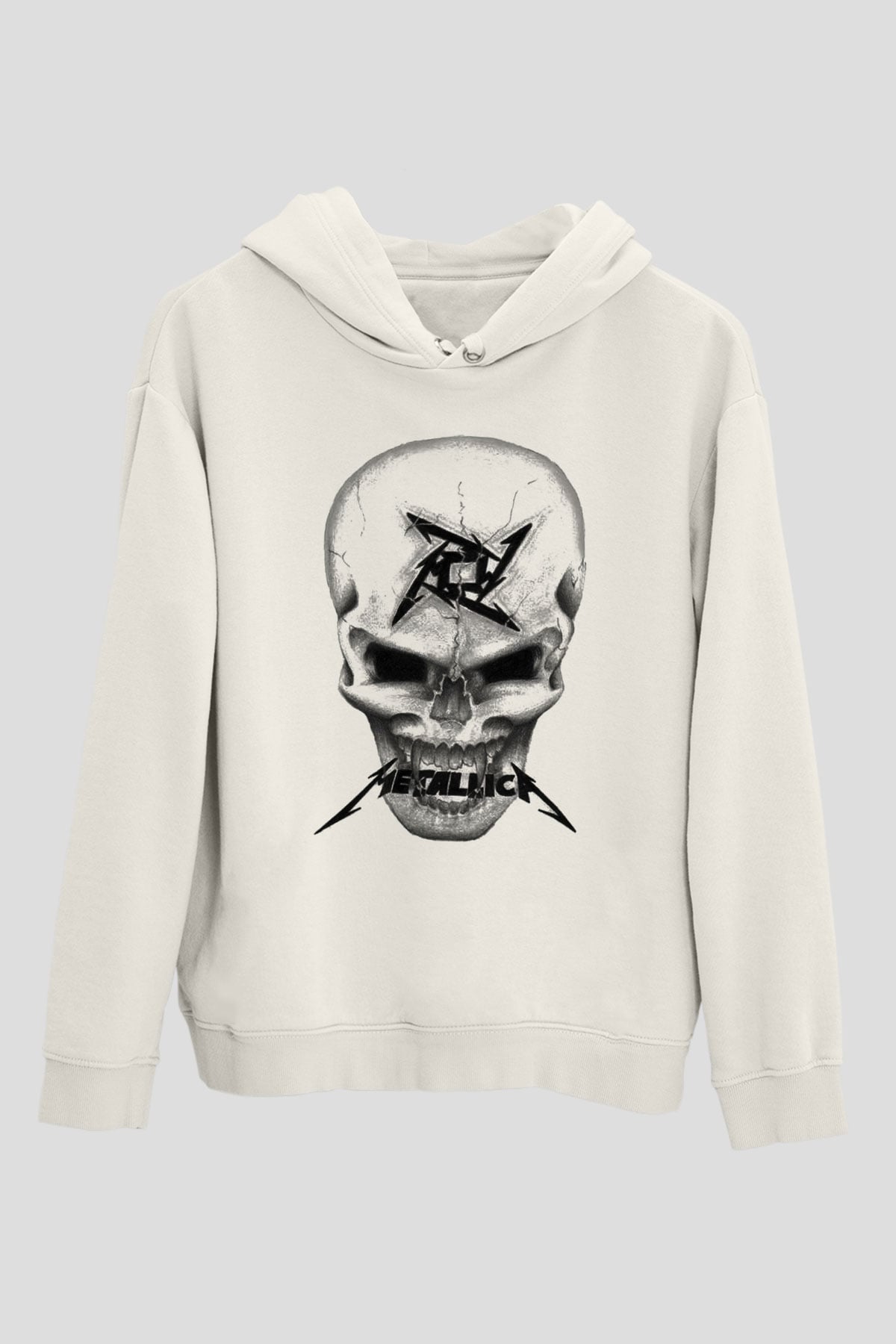 Metallica Beyaz Unisex Kapşonlu Sweatshirt