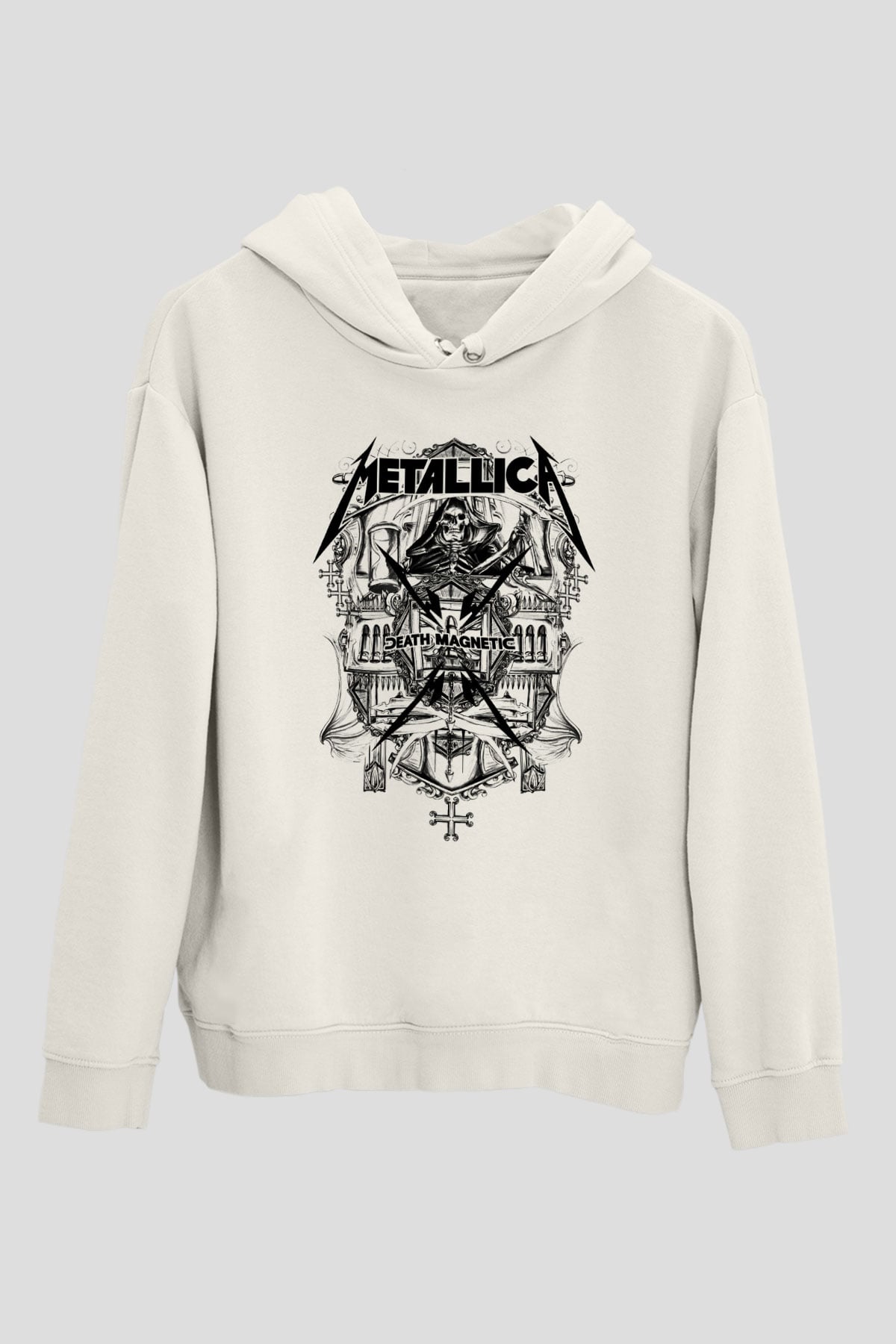 Metallica Beyaz Unisex Kapşonlu Sweatshirt