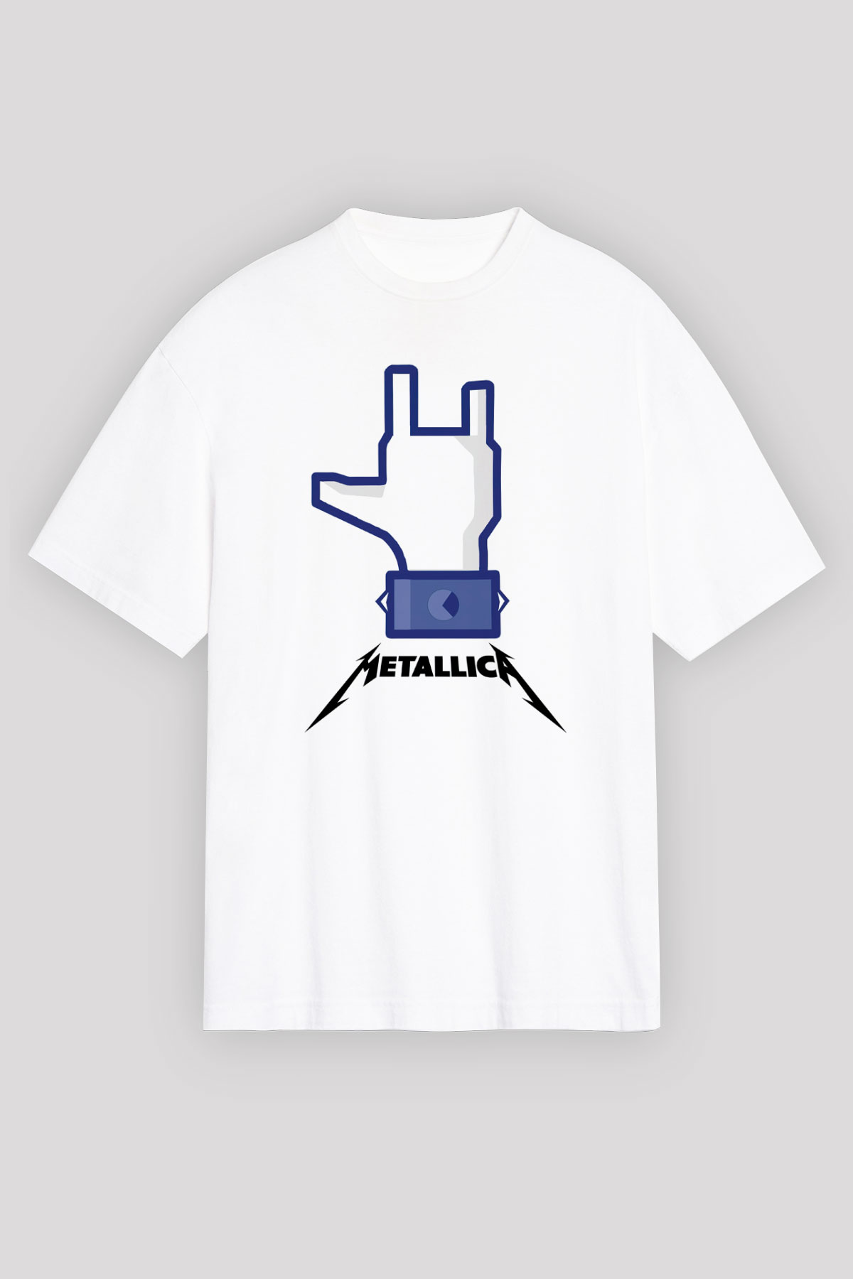 Metallica Beyaz Unisex Oversize Tişört T-Shirt