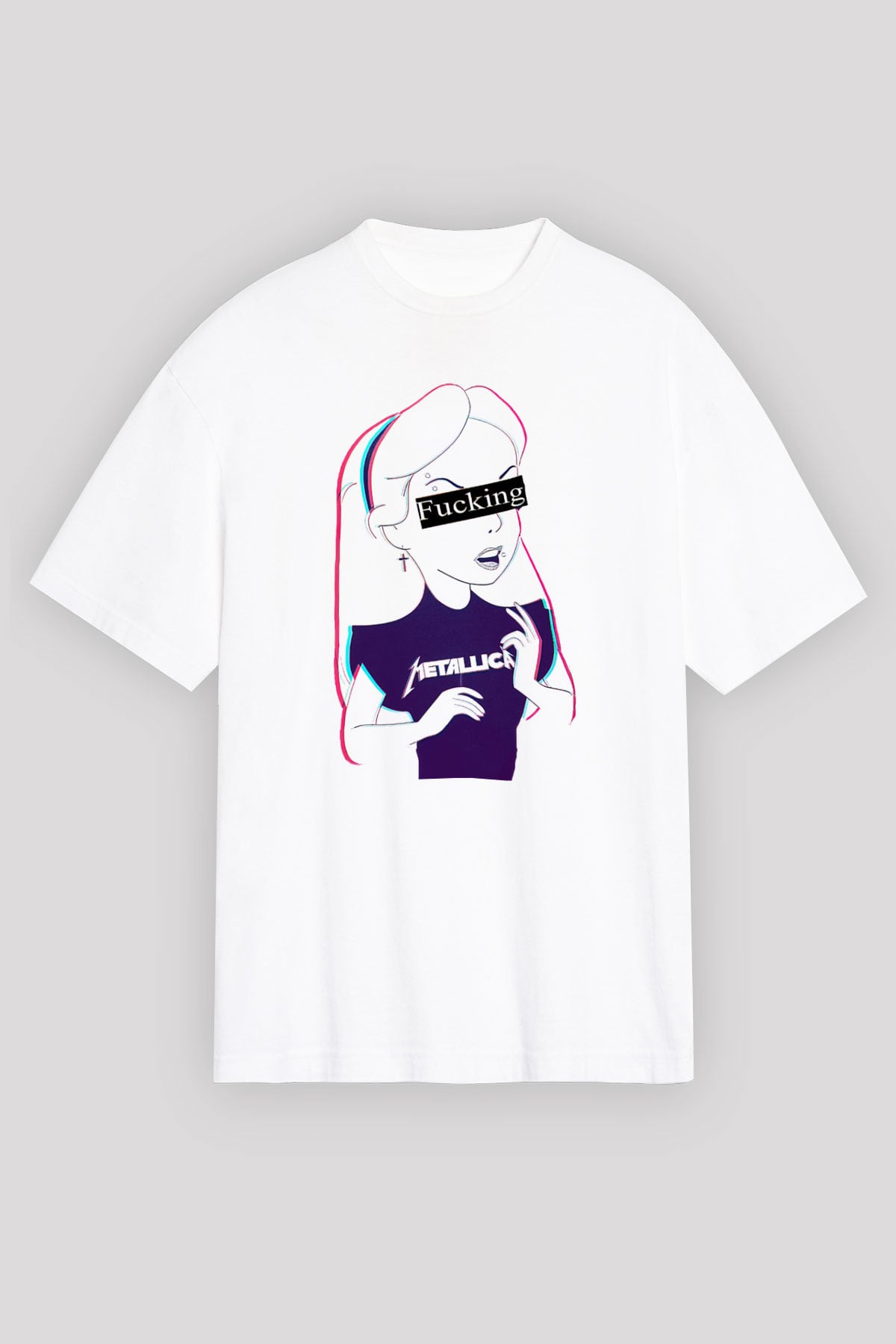 Metallica Beyaz Unisex Oversize Tişört T-Shirt