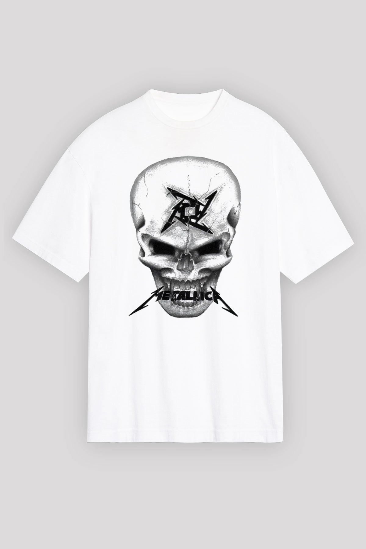 Metallica Beyaz Unisex Oversize Tişört T-Shirt